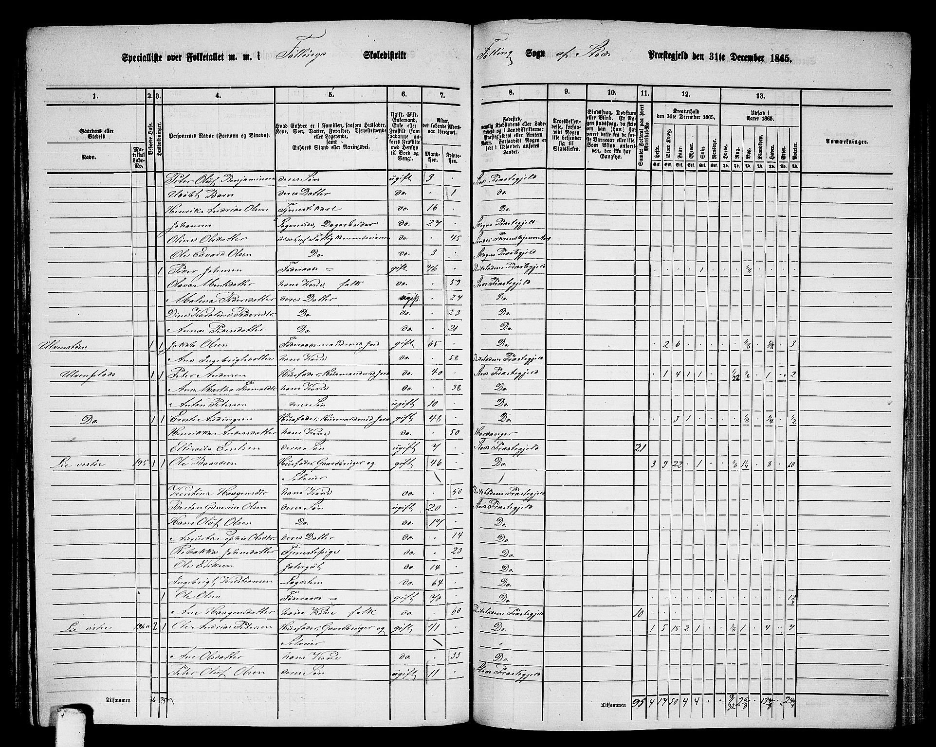 RA, 1865 census for Stod, 1865, p. 151