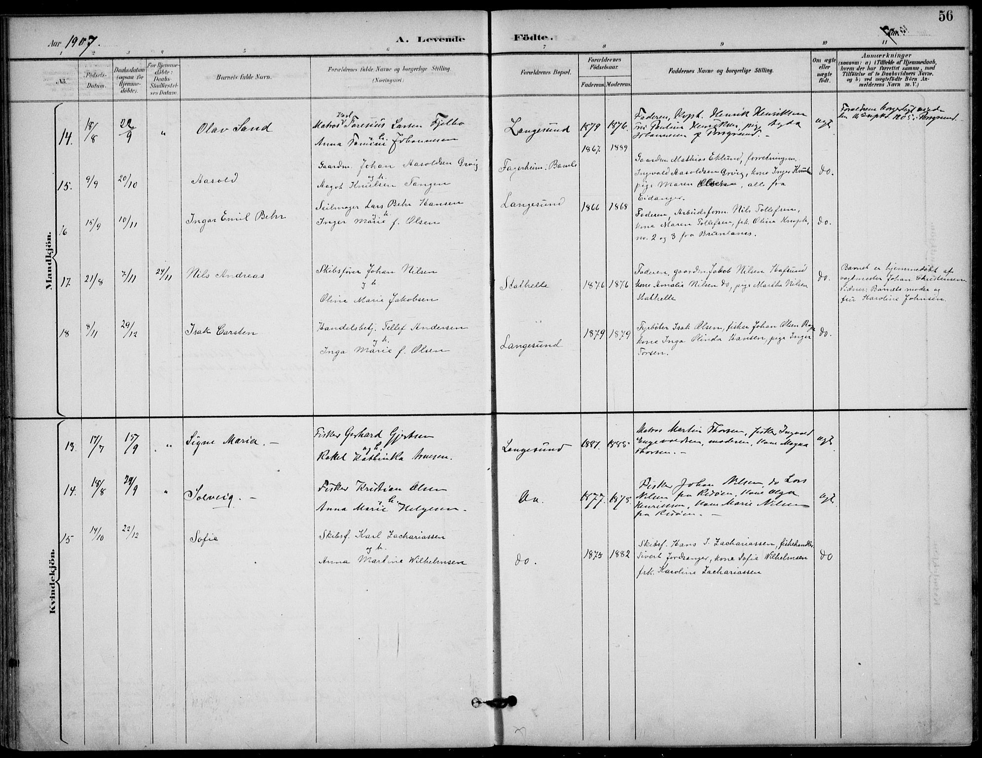 Langesund kirkebøker, SAKO/A-280/F/Fa/L0003: Parish register (official) no. 3, 1893-1907, p. 56
