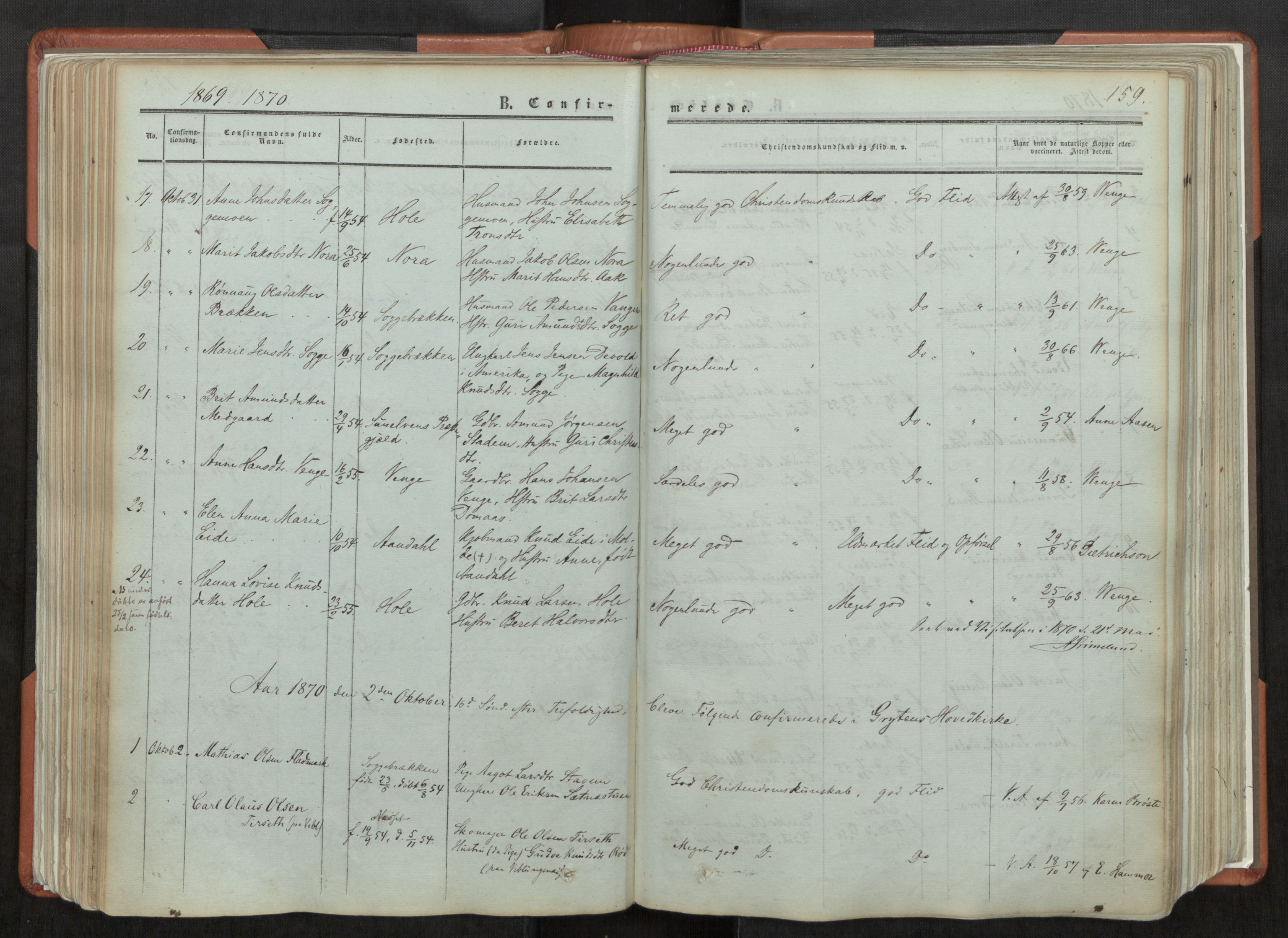 Ministerialprotokoller, klokkerbøker og fødselsregistre - Møre og Romsdal, AV/SAT-A-1454/544/L0572: Parish register (official) no. 544A05, 1854-1886, p. 159