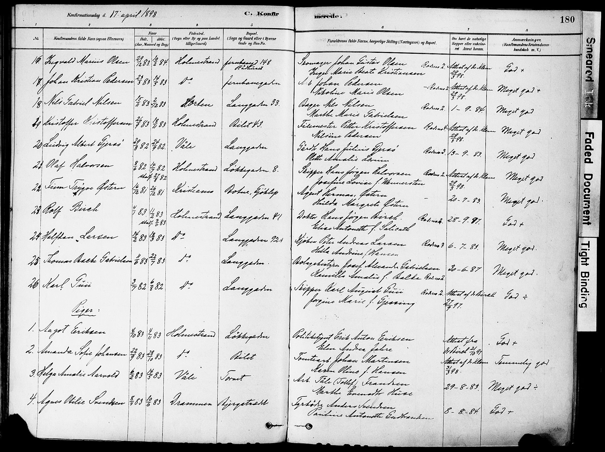 Holmestrand kirkebøker, AV/SAKO-A-346/F/Fa/L0004: Parish register (official) no. 4, 1880-1901, p. 180