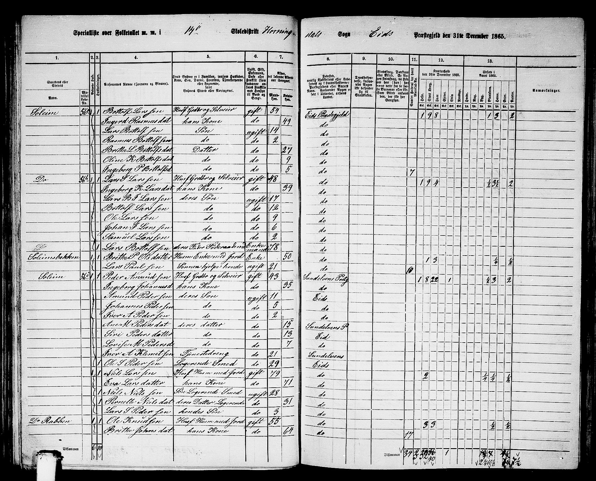 RA, 1865 census for Eid, 1865, p. 88