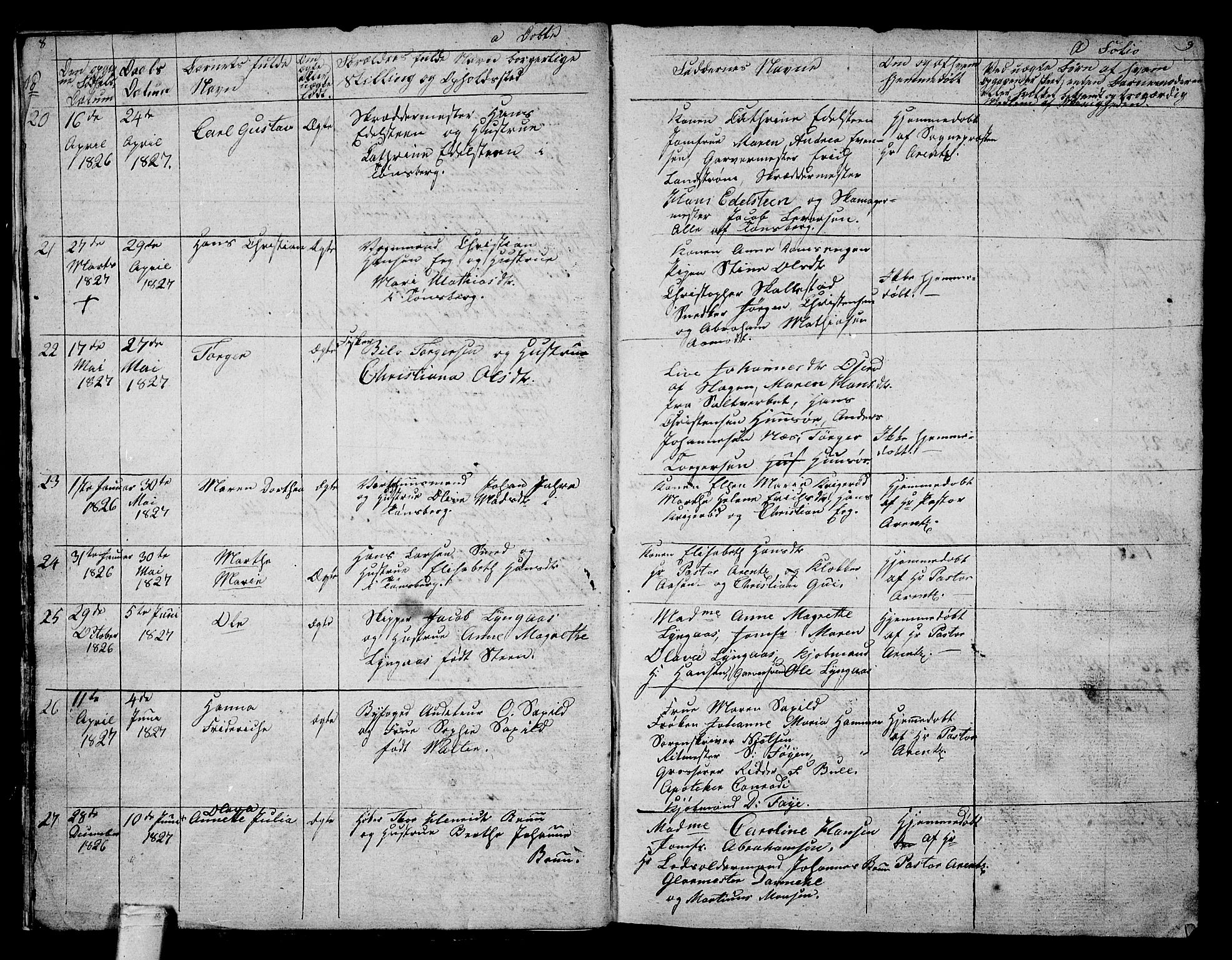 Tønsberg kirkebøker, AV/SAKO-A-330/G/Ga/L0002: Parish register (copy) no. 2, 1827-1854, p. 8-9