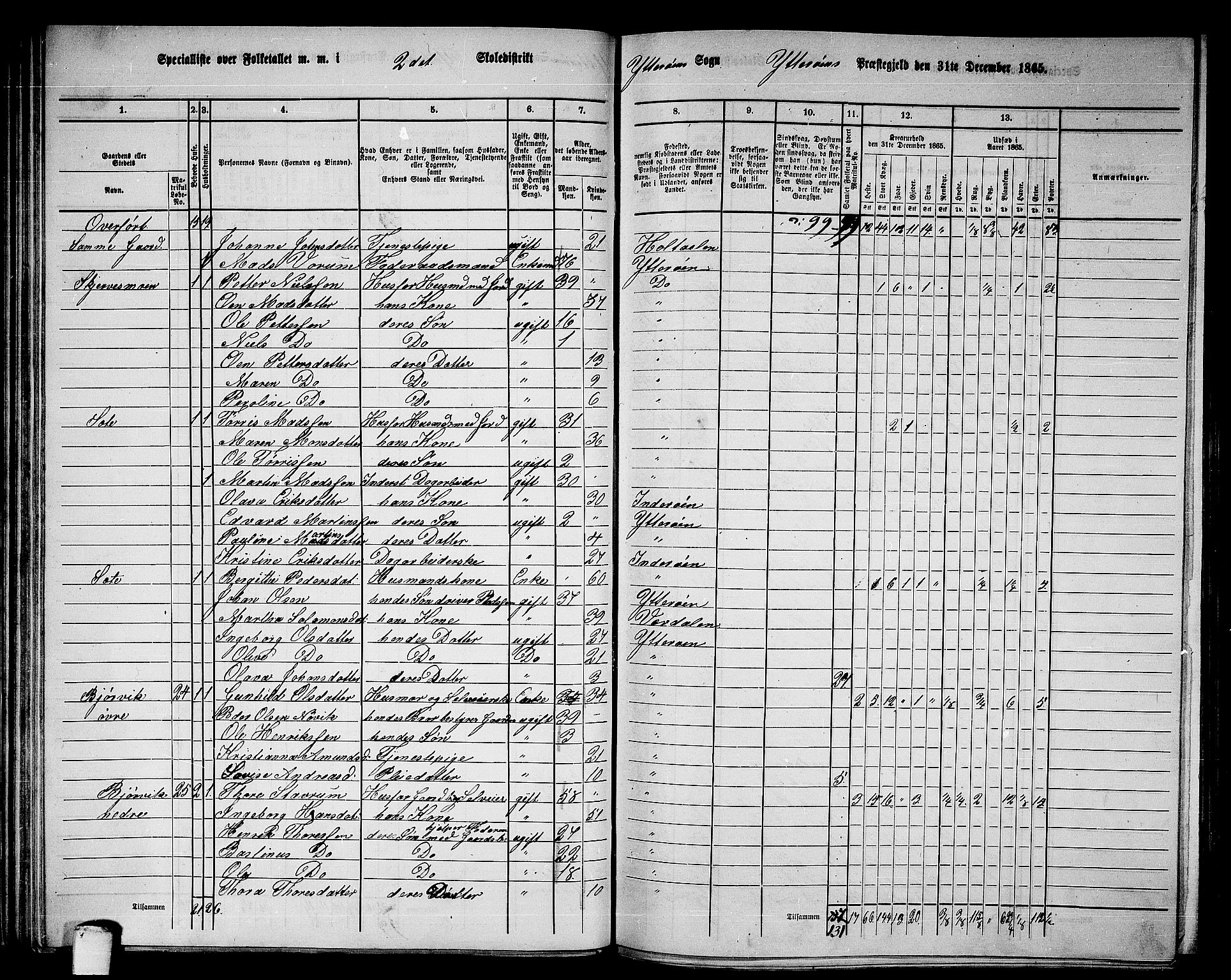 RA, 1865 census for Ytterøy, 1865, p. 44