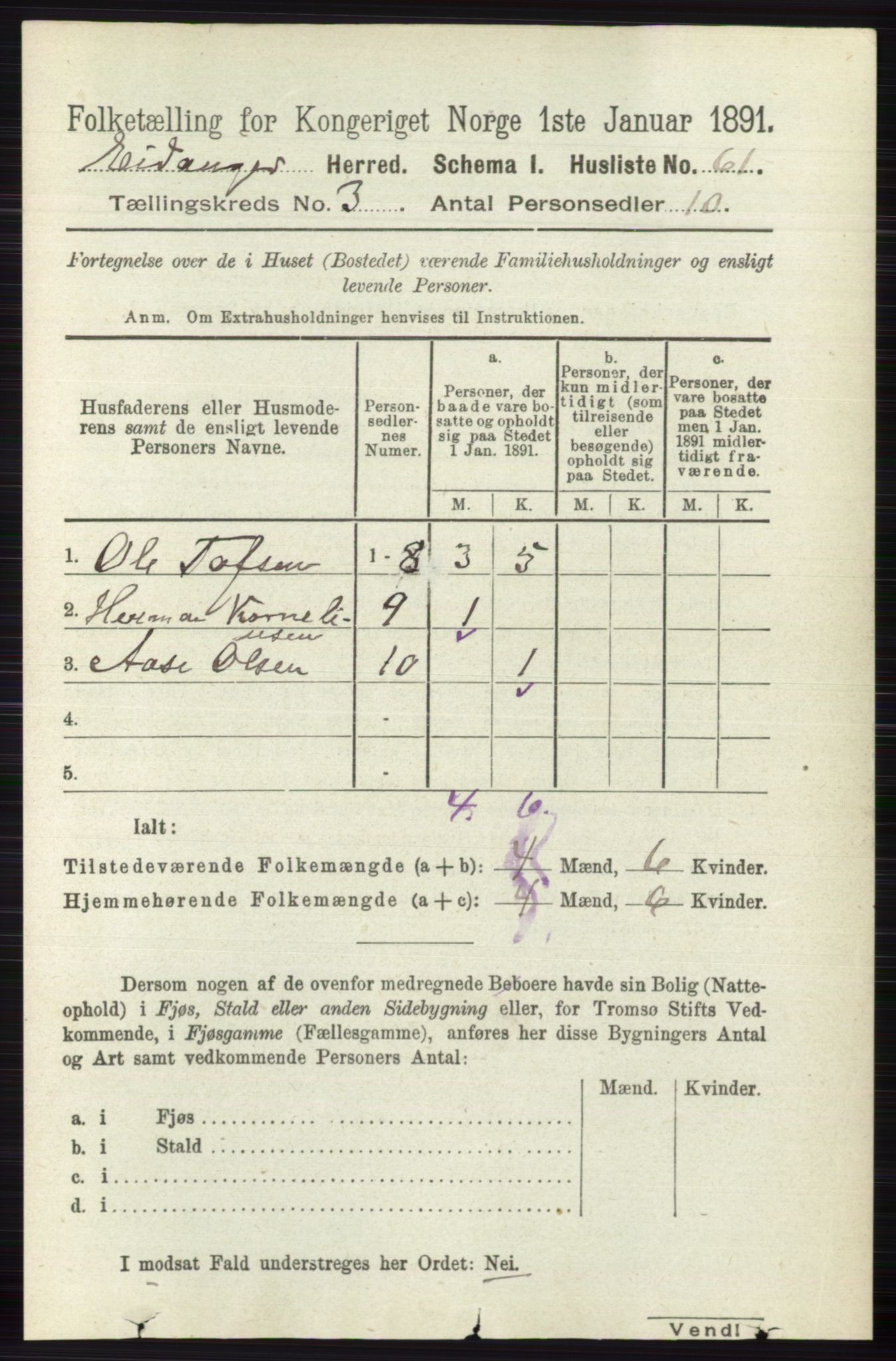 RA, 1891 census for 0813 Eidanger, 1891, p. 1519