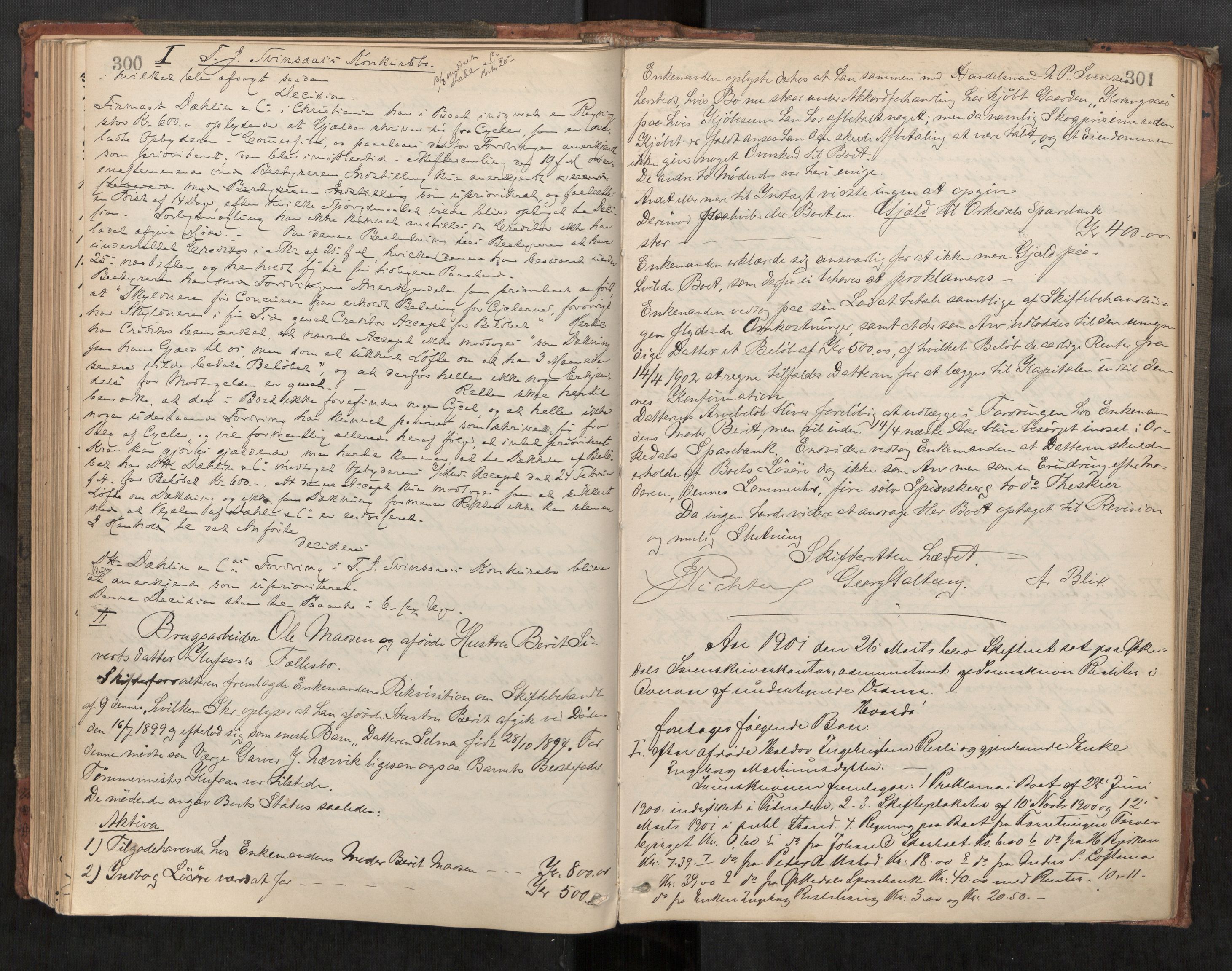 Orkdal sorenskriveri, AV/SAT-A-4169/1/3/3B/L0010: Skiftebehandlingsprotokoll, 1896-1910, p. 300-301