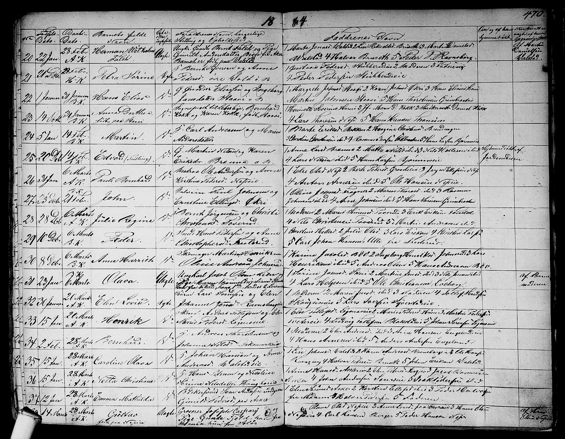 Asker prestekontor Kirkebøker, SAO/A-10256a/F/Fa/L0007: Parish register (official) no. I 7, 1825-1864, p. 470