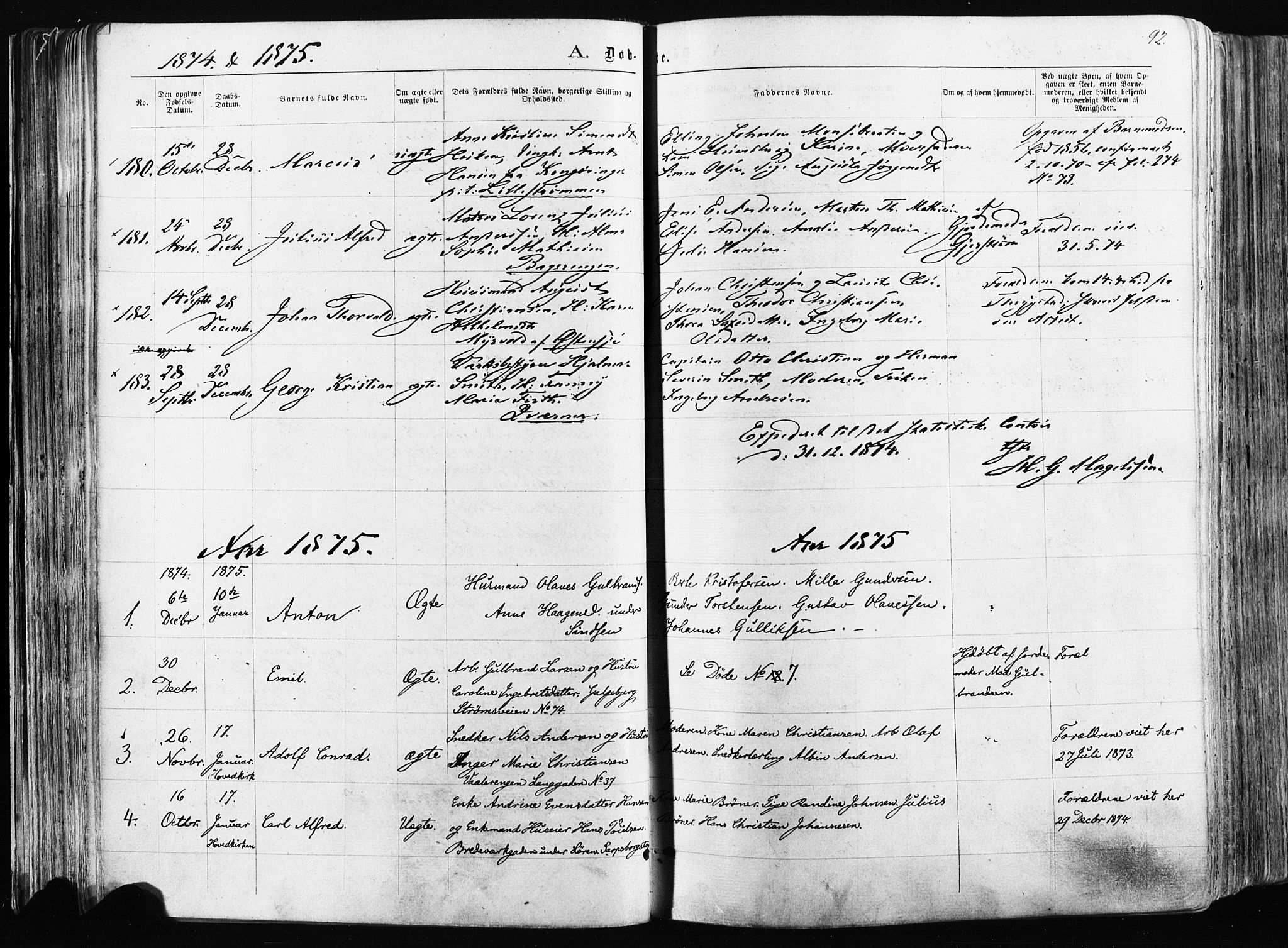 Østre Aker prestekontor Kirkebøker, AV/SAO-A-10840/F/Fa/L0003: Parish register (official) no. I 3, 1869-1875, p. 92