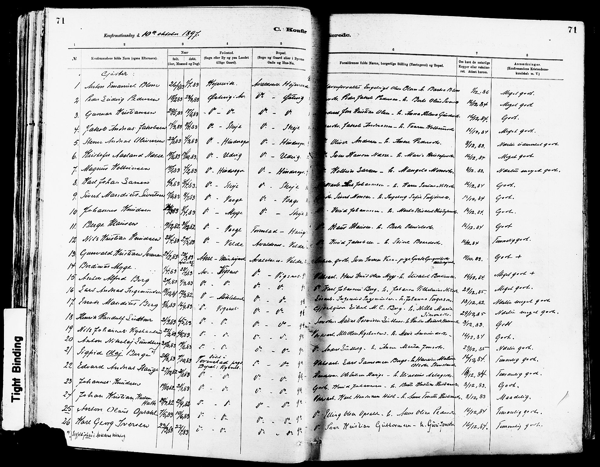 Avaldsnes sokneprestkontor, AV/SAST-A -101851/H/Ha/Haa/L0015: Parish register (official) no. A 15, 1880-1906, p. 71