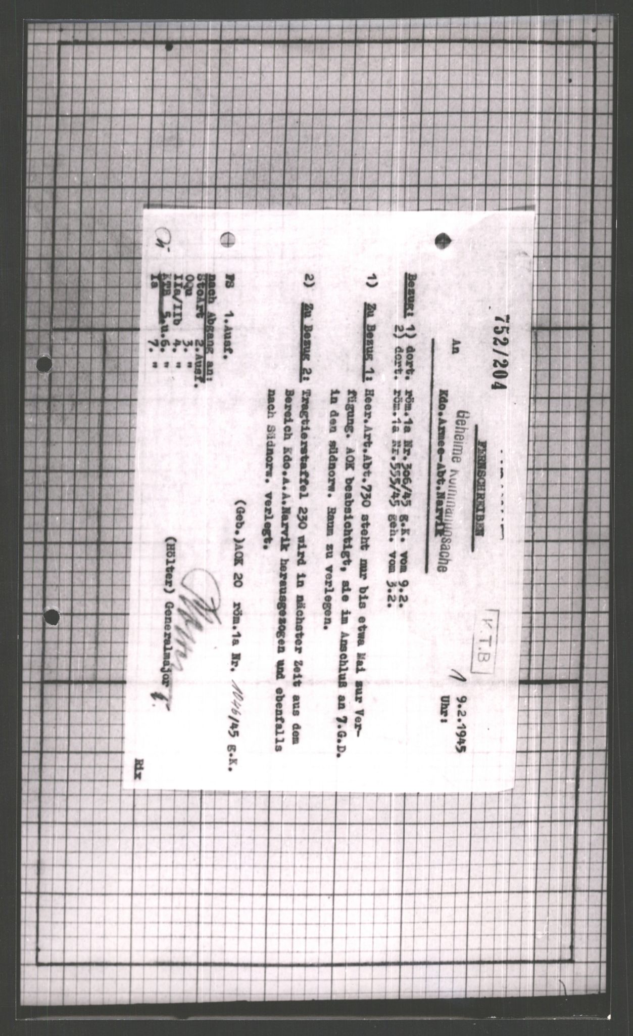 Forsvarets Overkommando. 2 kontor. Arkiv 11.4. Spredte tyske arkivsaker, AV/RA-RAFA-7031/D/Dar/Dara/L0002: Krigsdagbøker for 20. Gebirgs-Armee-Oberkommando (AOK 20), 1945, p. 765