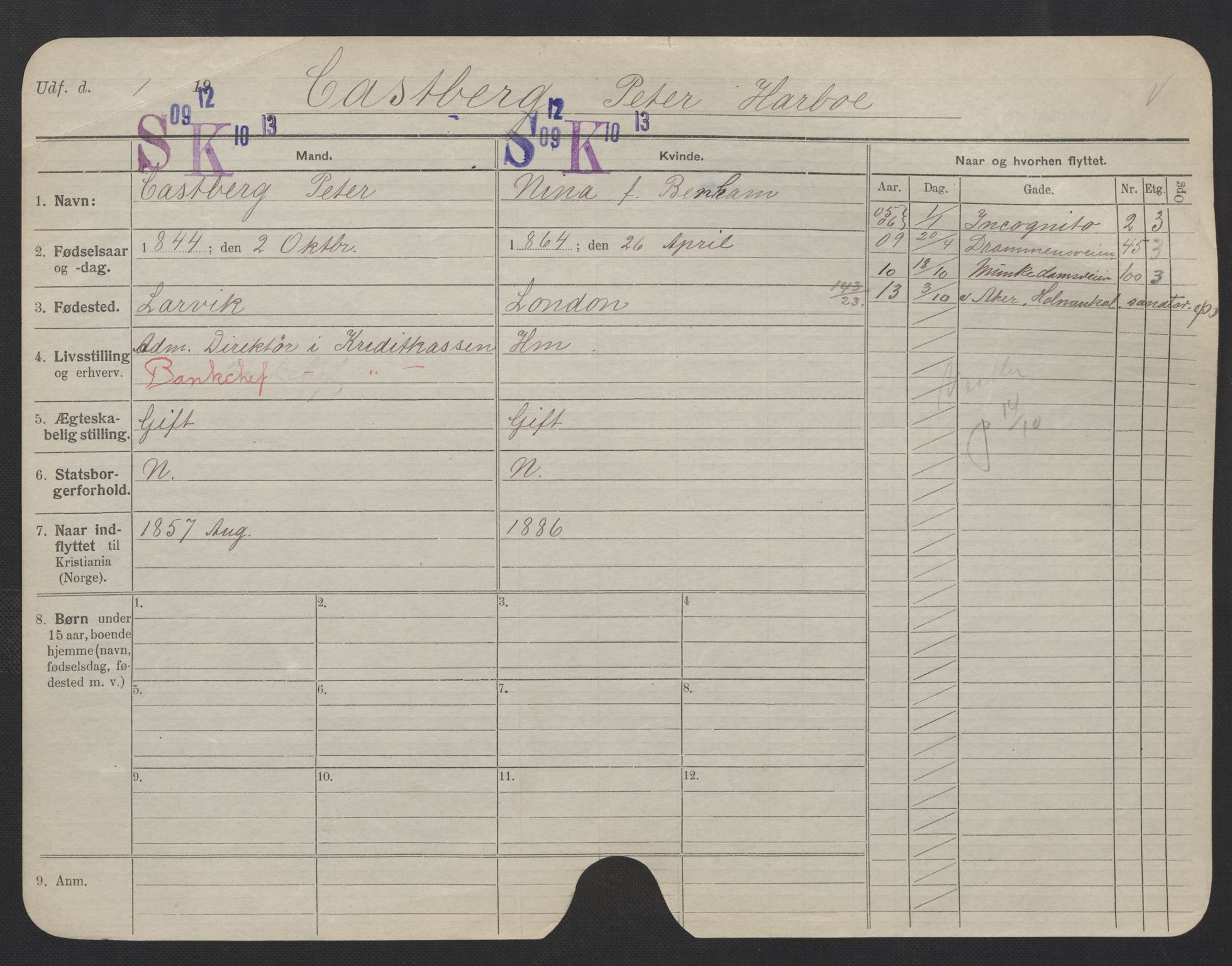 Oslo folkeregister, Registerkort, SAO/A-11715/F/Fa/Fac/L0006: Menn, 1906-1914, p. 176a