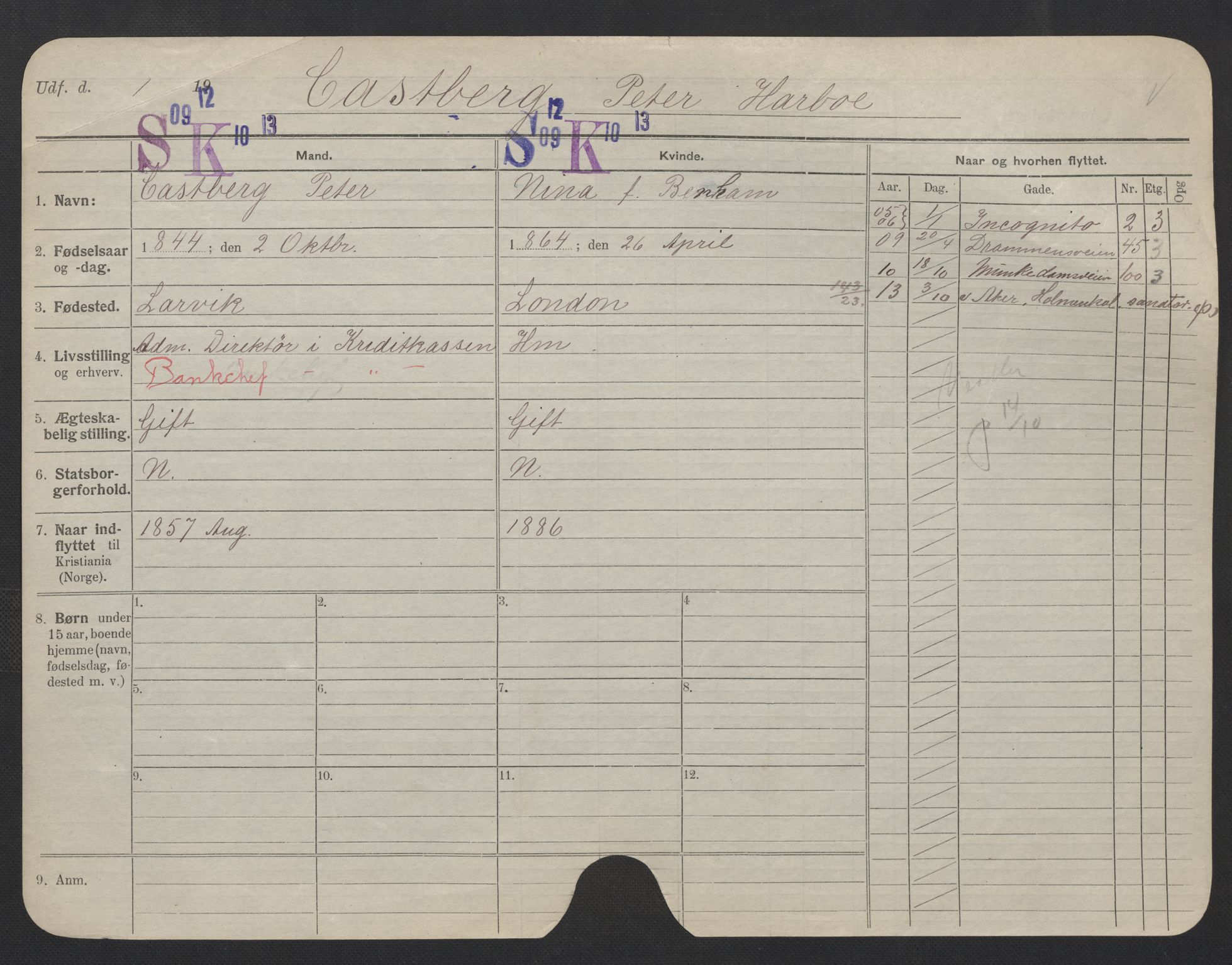 Oslo folkeregister, Registerkort, AV/SAO-A-11715/F/Fa/Fac/L0006: Menn, 1906-1914, p. 176a