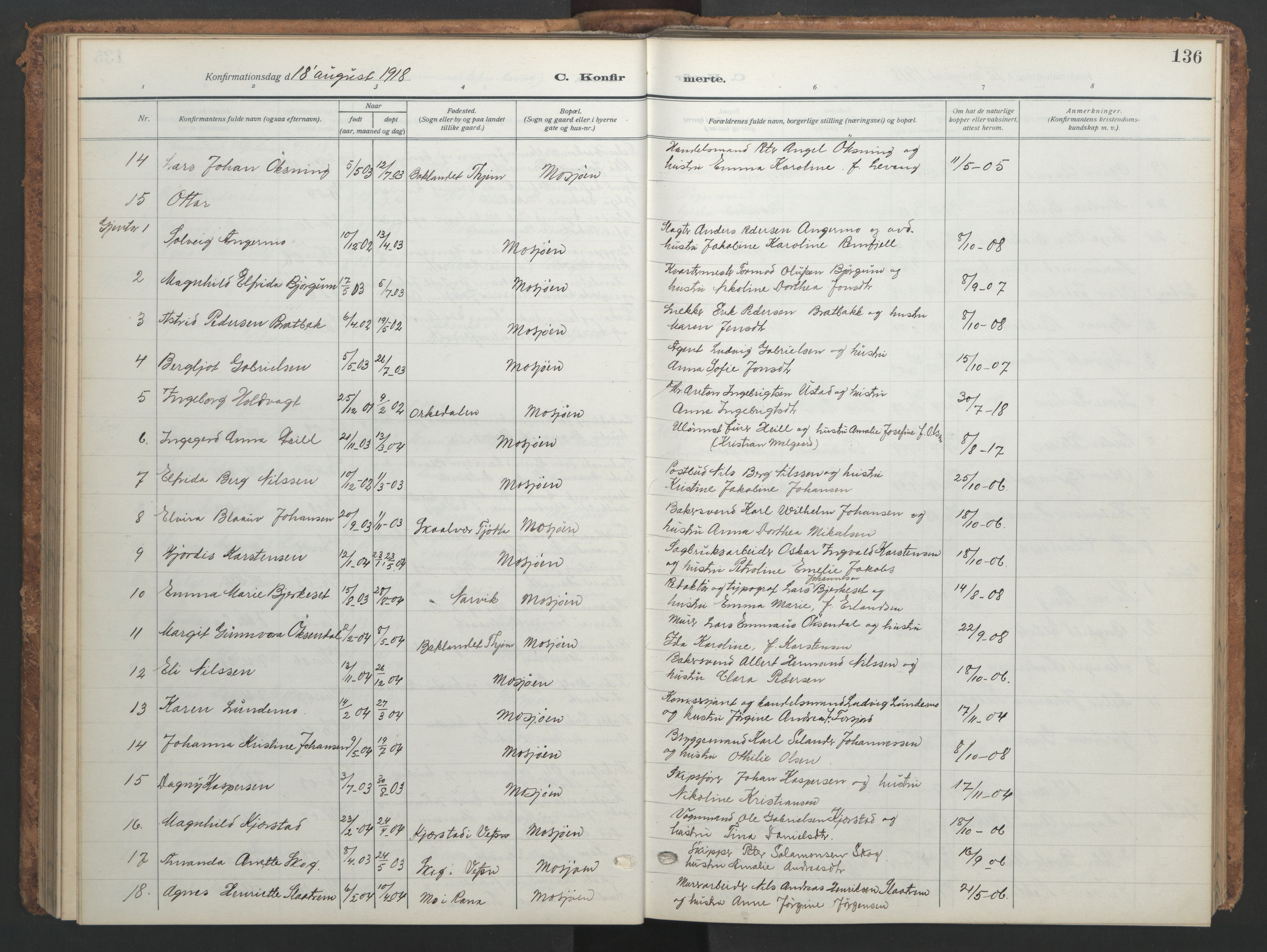 Ministerialprotokoller, klokkerbøker og fødselsregistre - Nordland, AV/SAT-A-1459/820/L0303: Parish register (copy) no. 820C05, 1917-1952, p. 136