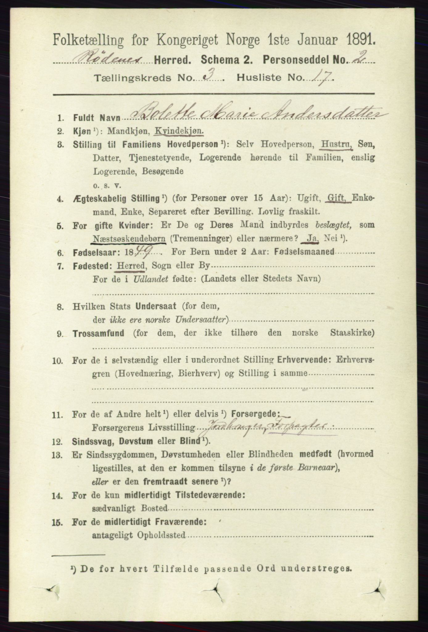 RA, 1891 census for 0120 Rødenes, 1891, p. 1269