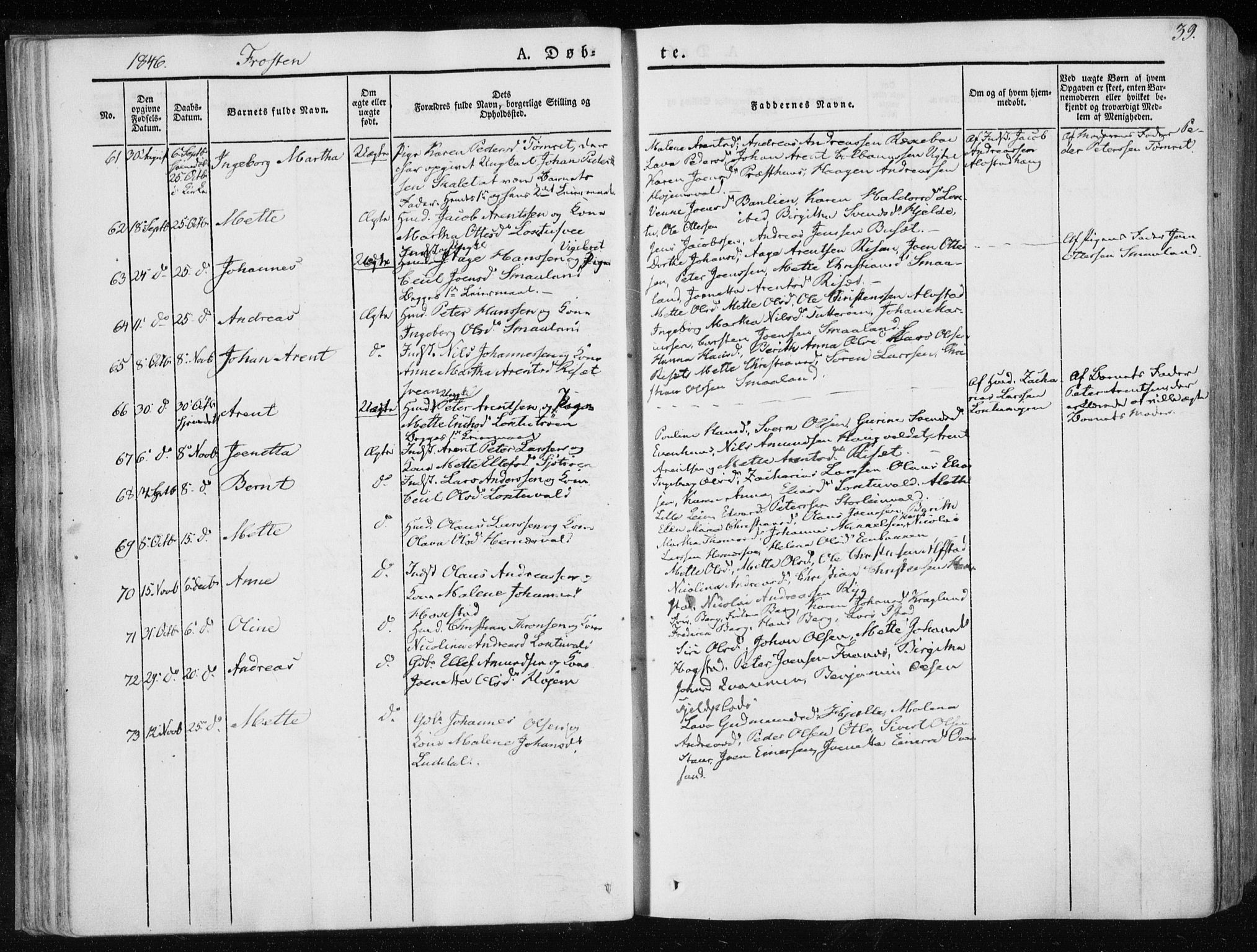 Ministerialprotokoller, klokkerbøker og fødselsregistre - Nord-Trøndelag, SAT/A-1458/713/L0115: Parish register (official) no. 713A06, 1838-1851, p. 39