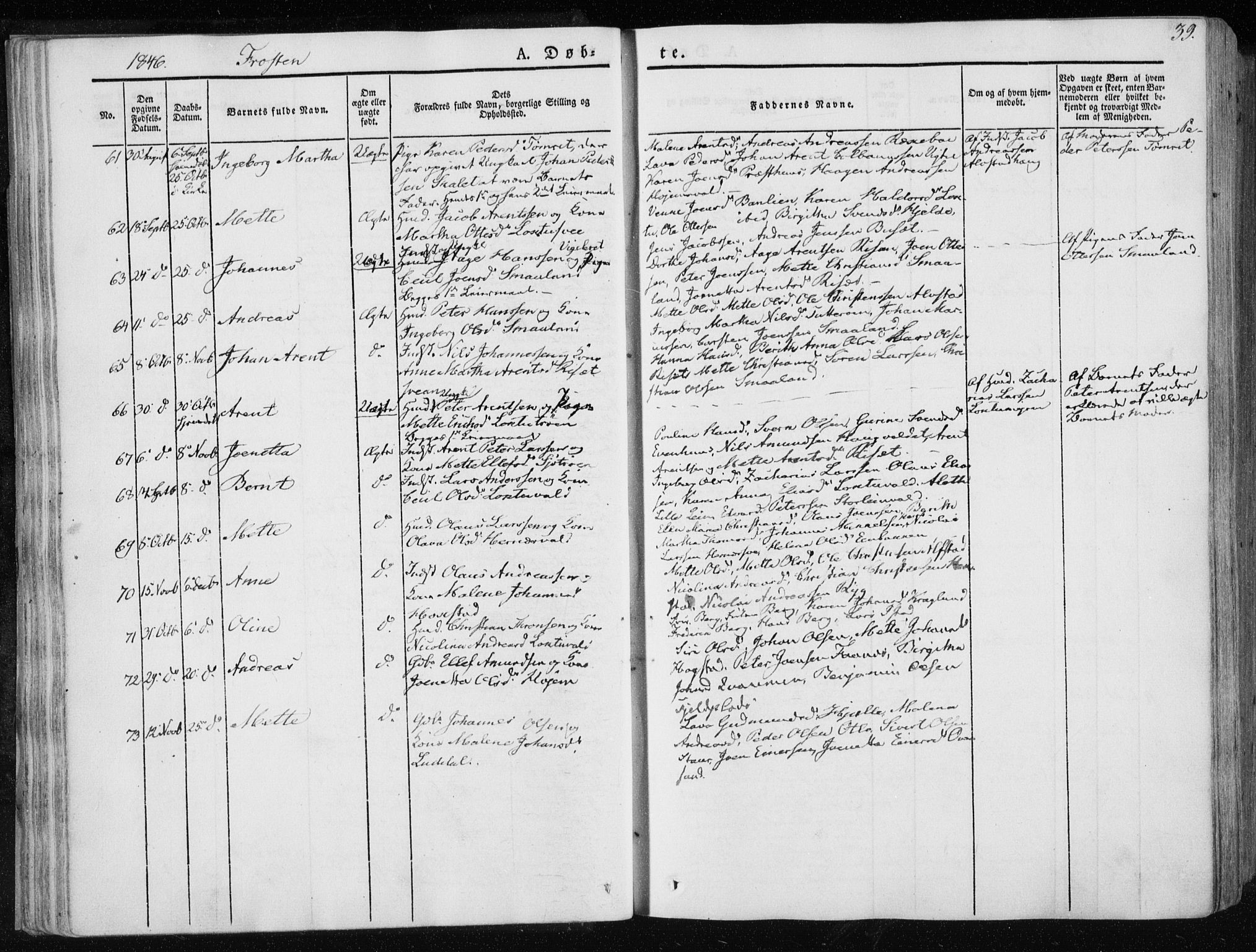 Ministerialprotokoller, klokkerbøker og fødselsregistre - Nord-Trøndelag, AV/SAT-A-1458/713/L0115: Parish register (official) no. 713A06, 1838-1851, p. 39