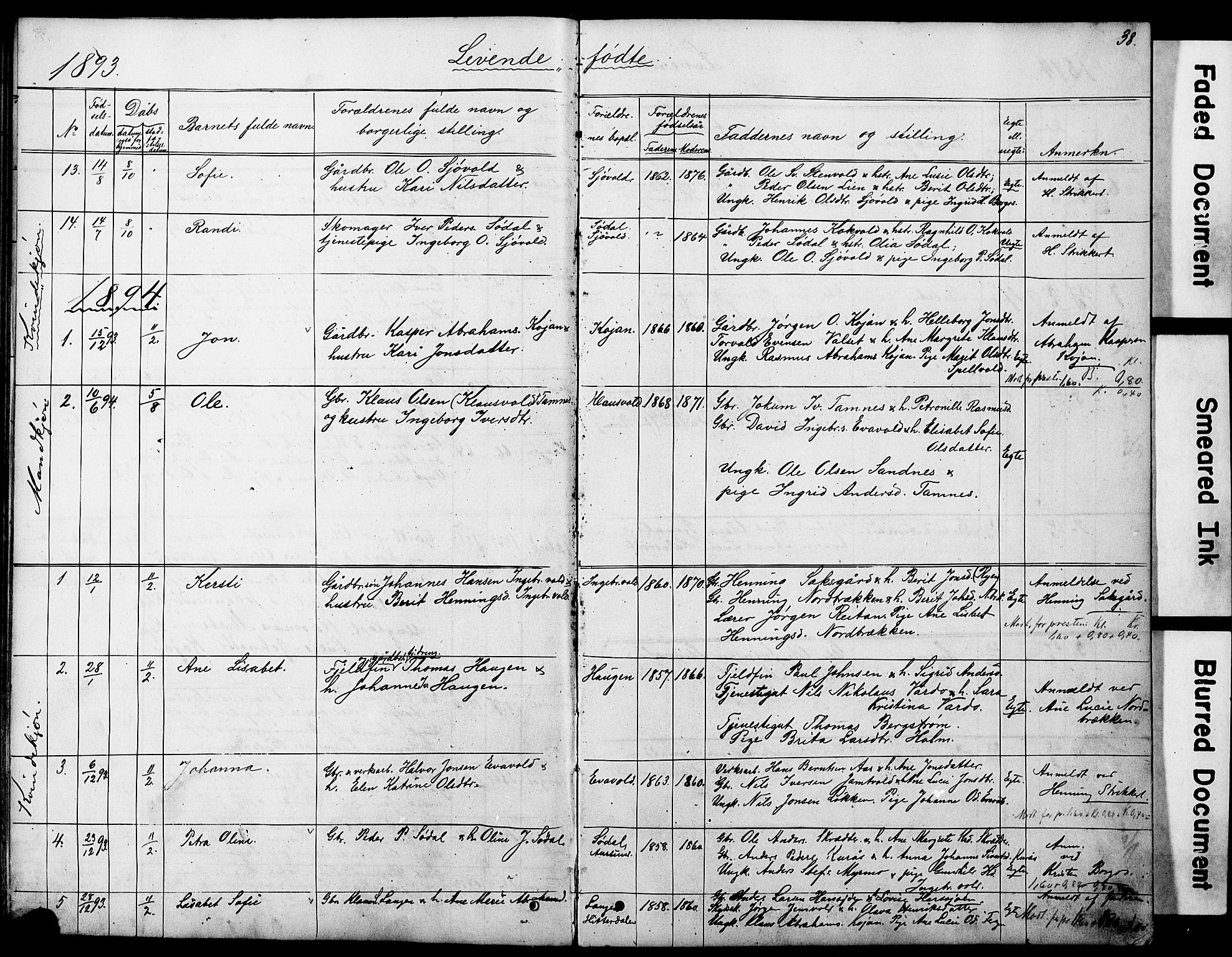Ministerialprotokoller, klokkerbøker og fødselsregistre - Sør-Trøndelag, SAT/A-1456/683/L0949: Parish register (copy) no. 683C01, 1880-1896, p. 38