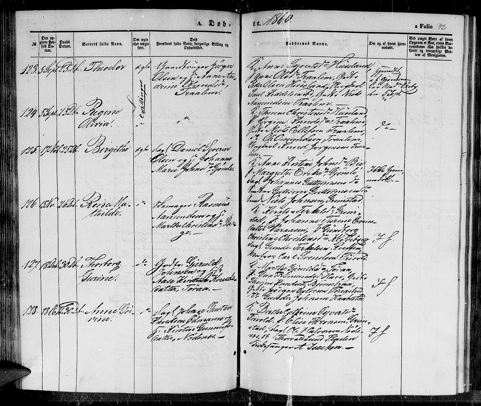 Fjære sokneprestkontor, AV/SAK-1111-0011/F/Fb/L0008: Parish register (copy) no. B 8, 1854-1867, p. 142
