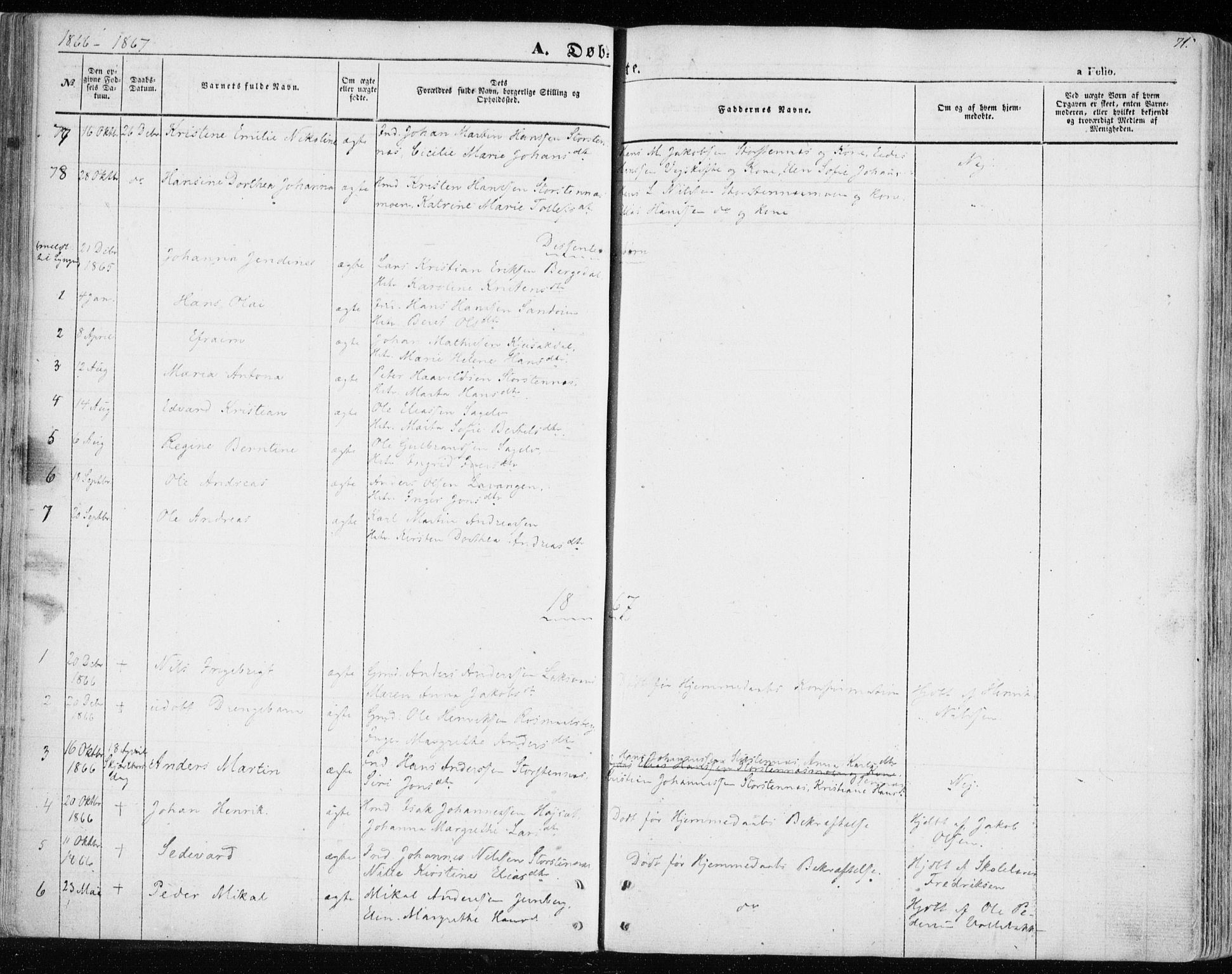 Balsfjord sokneprestembete, SATØ/S-1303/G/Ga/L0003kirke: Parish register (official) no. 3, 1856-1870, p. 71