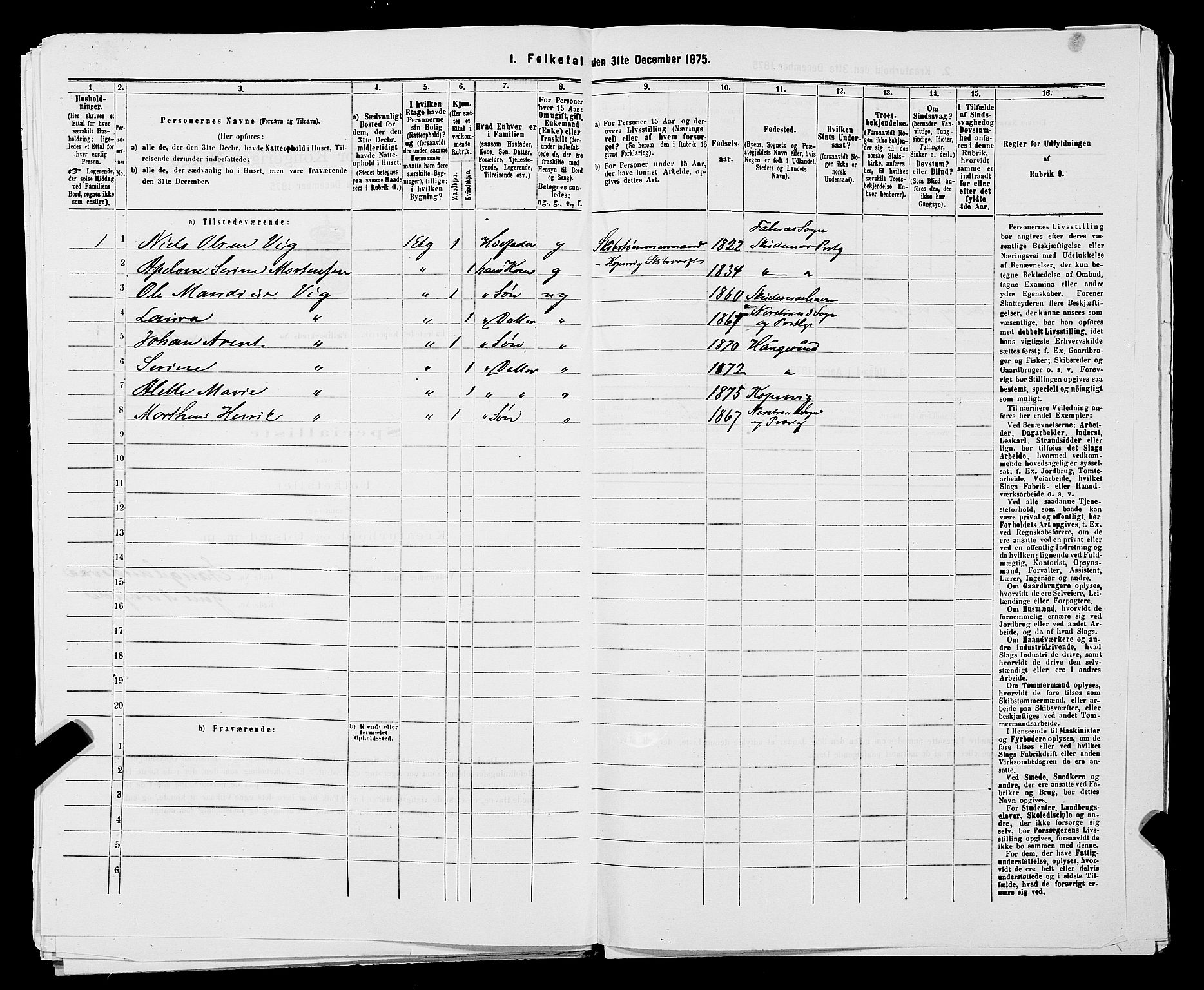 SAST, 1875 census for 1105B Avaldsnes/Kopervik, 1875, p. 202