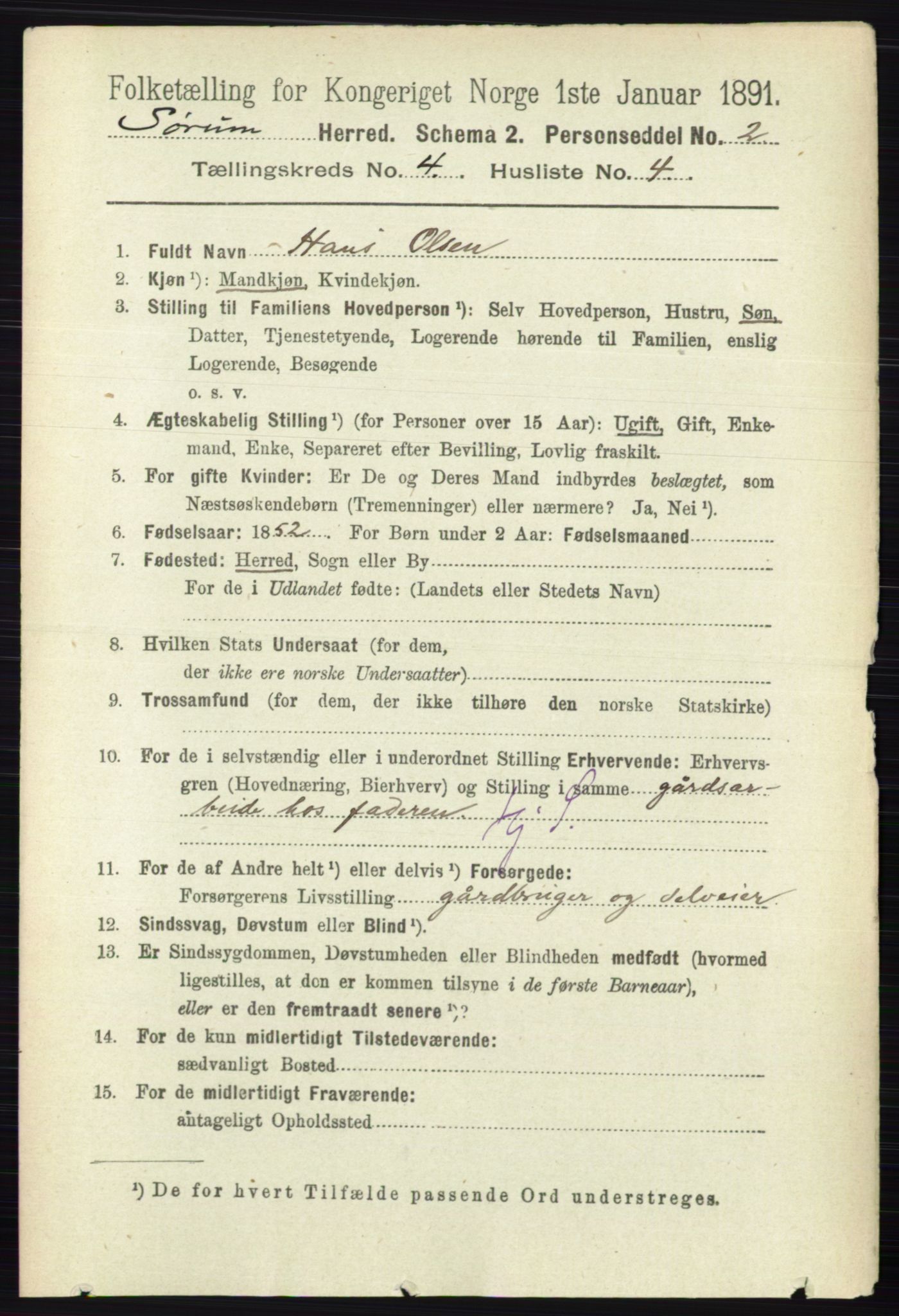 RA, 1891 census for 0226 Sørum, 1891, p. 1895