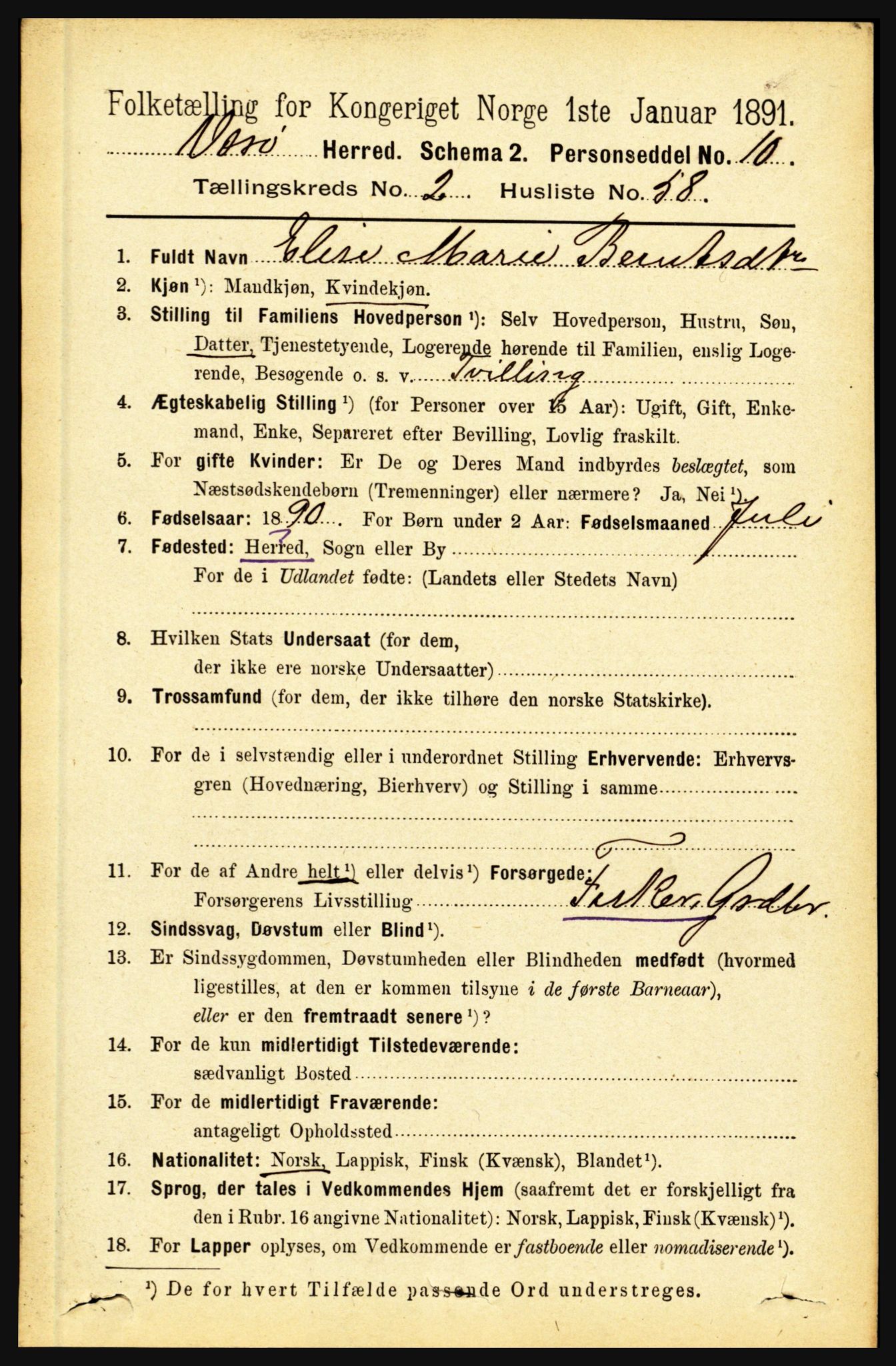 RA, 1891 census for 1857 Værøy, 1891, p. 683