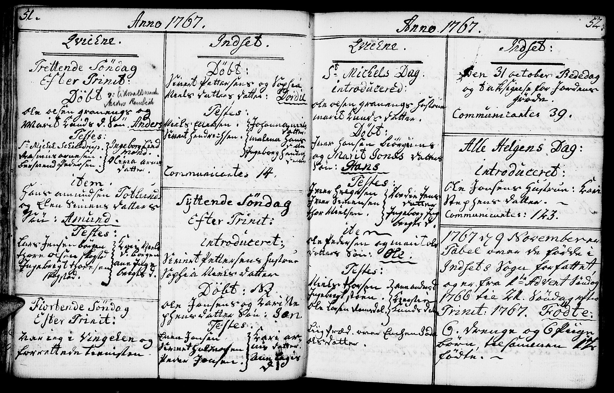 Kvikne prestekontor, SAH/PREST-064/H/Ha/Haa/L0002: Parish register (official) no. 2, 1764-1784, p. 51-52