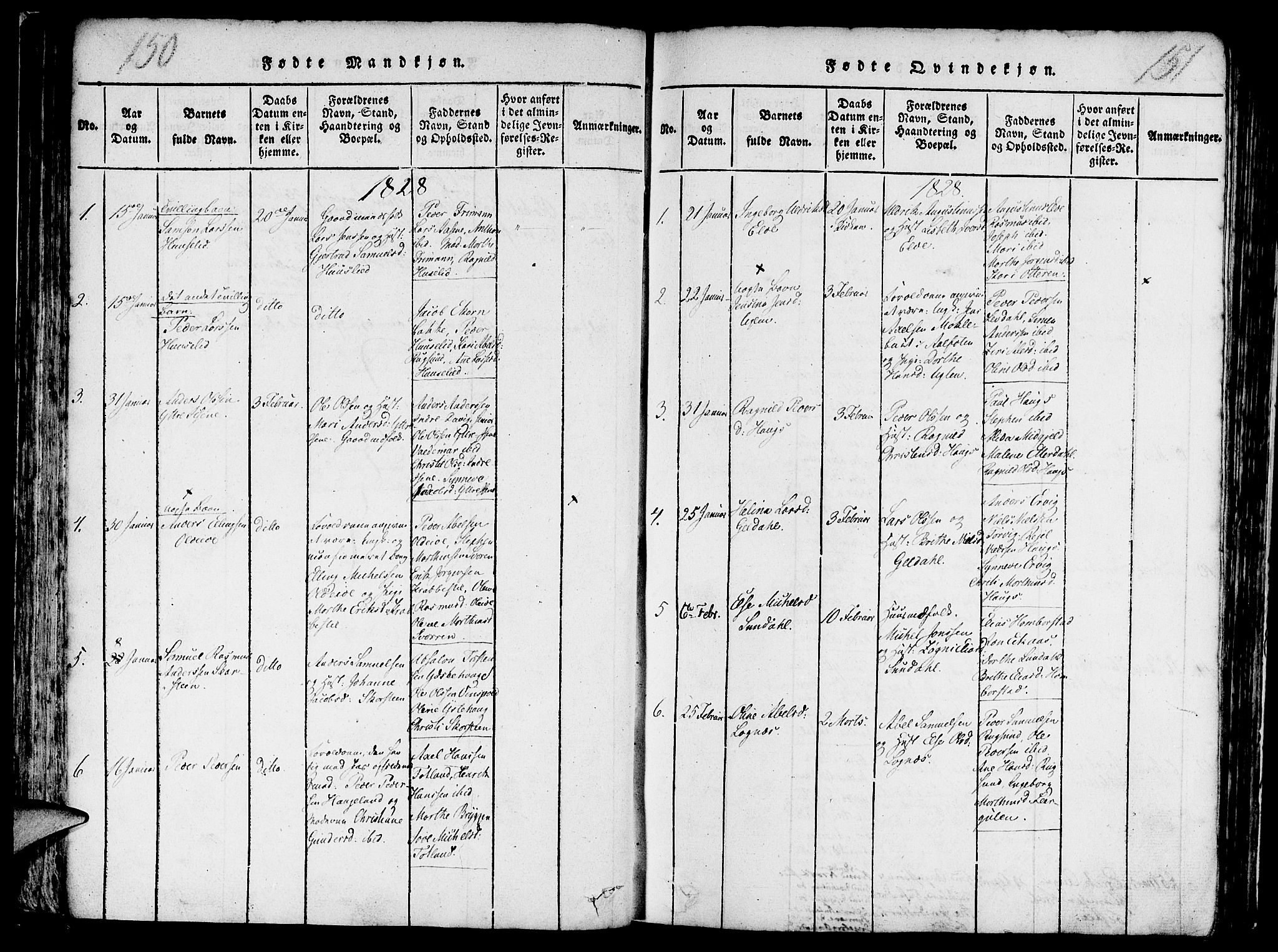 Davik sokneprestembete, AV/SAB-A-79701/H/Haa/Haaa/L0003: Parish register (official) no. A 3, 1816-1830, p. 150-151