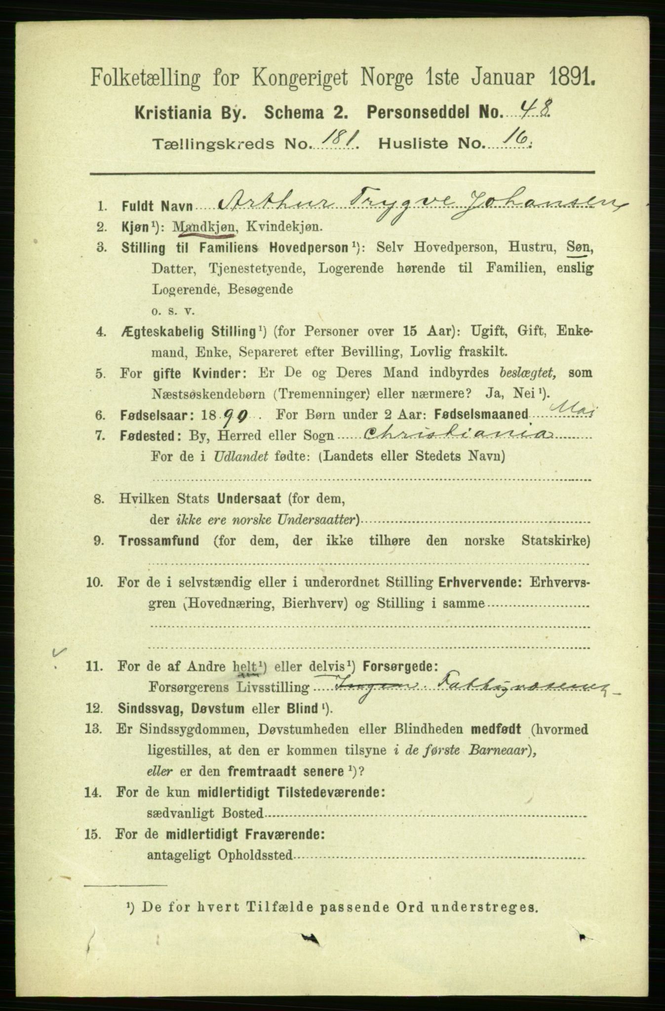 RA, 1891 census for 0301 Kristiania, 1891, p. 108755