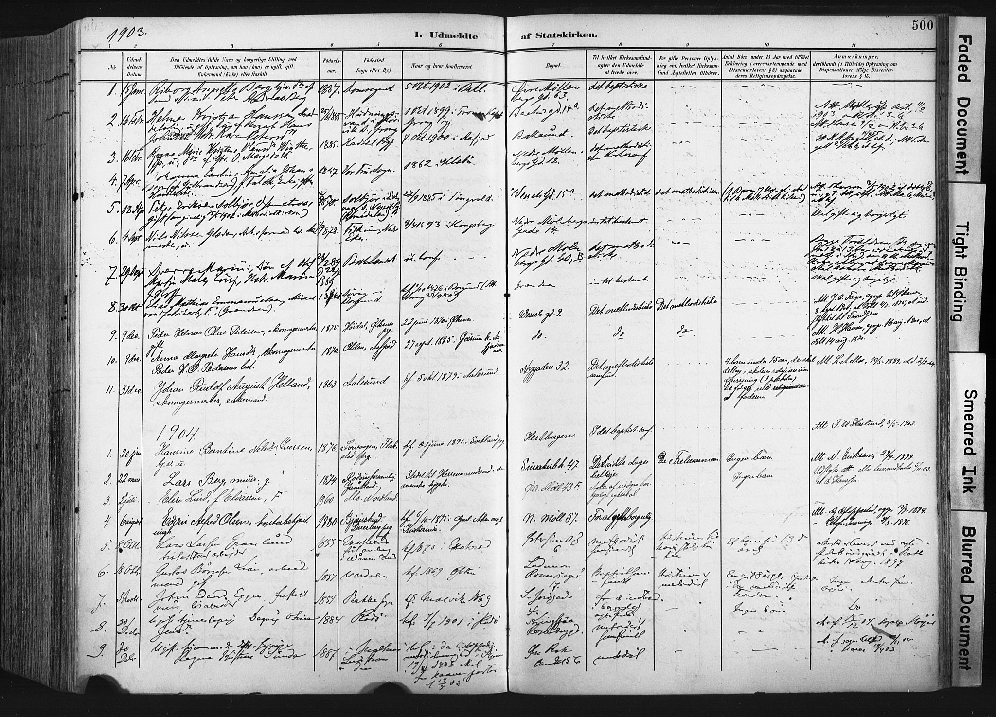 Ministerialprotokoller, klokkerbøker og fødselsregistre - Sør-Trøndelag, AV/SAT-A-1456/604/L0201: Parish register (official) no. 604A21, 1901-1911, p. 500