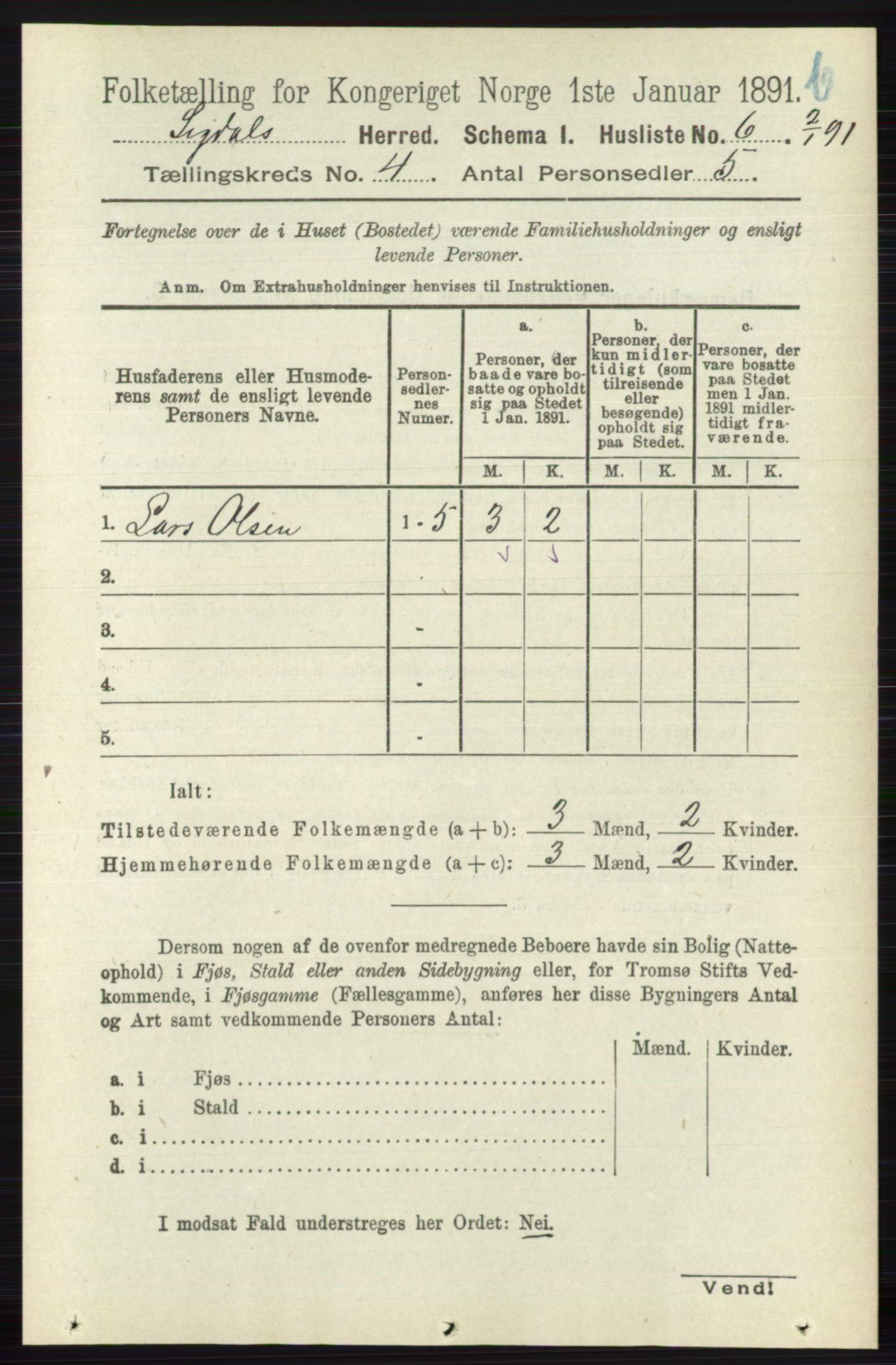 RA, 1891 census for 0621 Sigdal, 1891, p. 4629