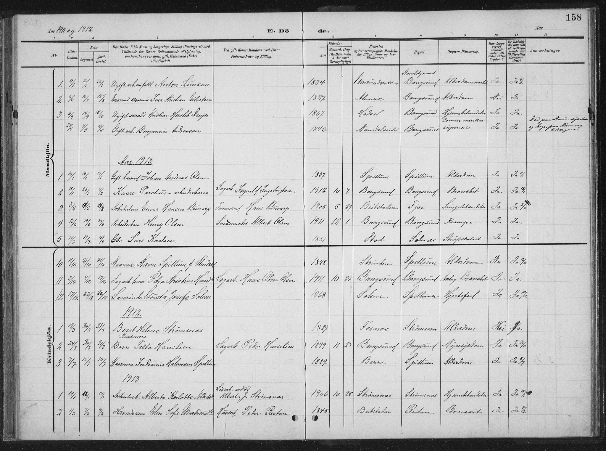 Ministerialprotokoller, klokkerbøker og fødselsregistre - Nord-Trøndelag, SAT/A-1458/770/L0591: Parish register (copy) no. 770C02, 1902-1940, p. 158