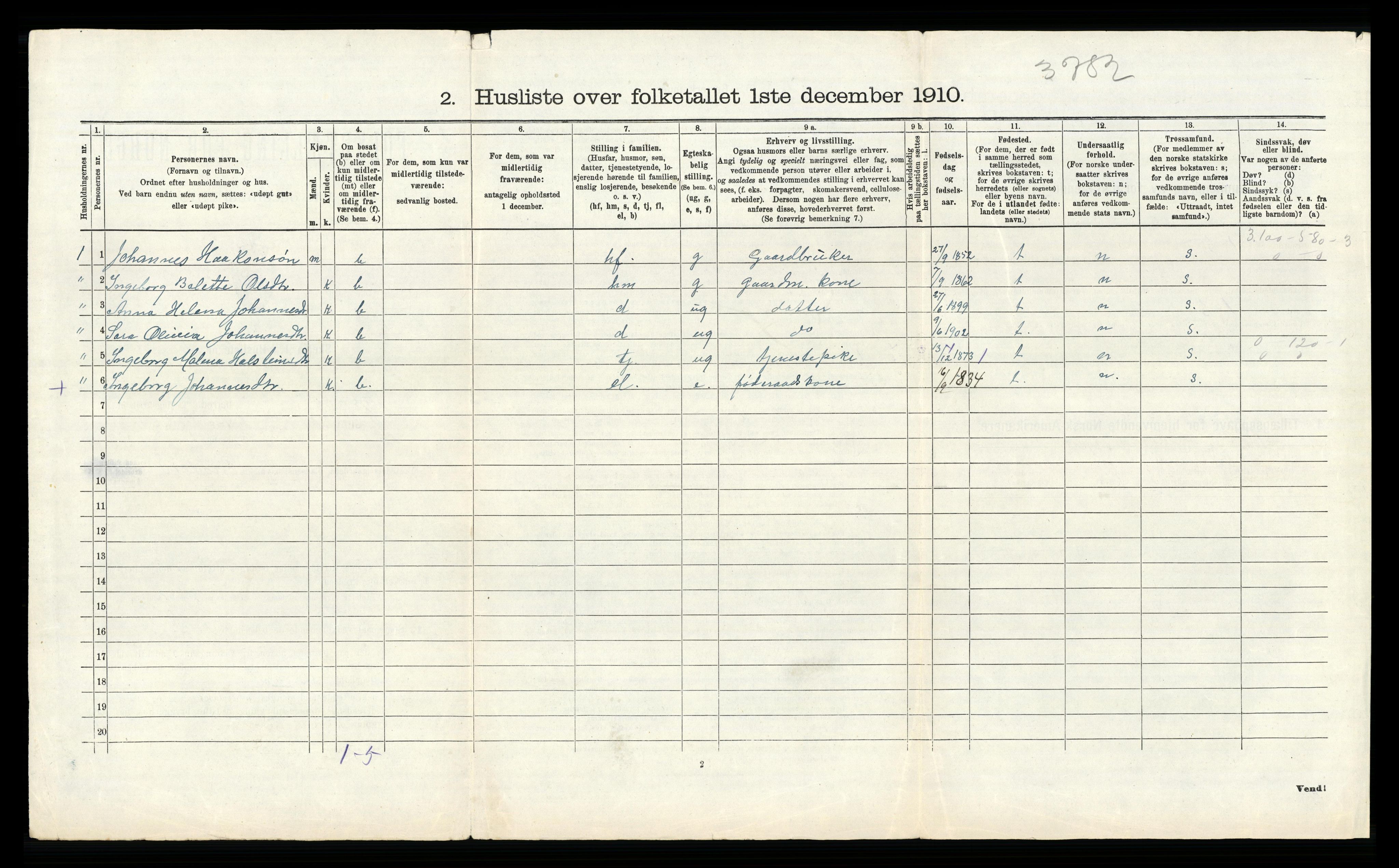 RA, 1910 census for Tysnes, 1910, p. 831