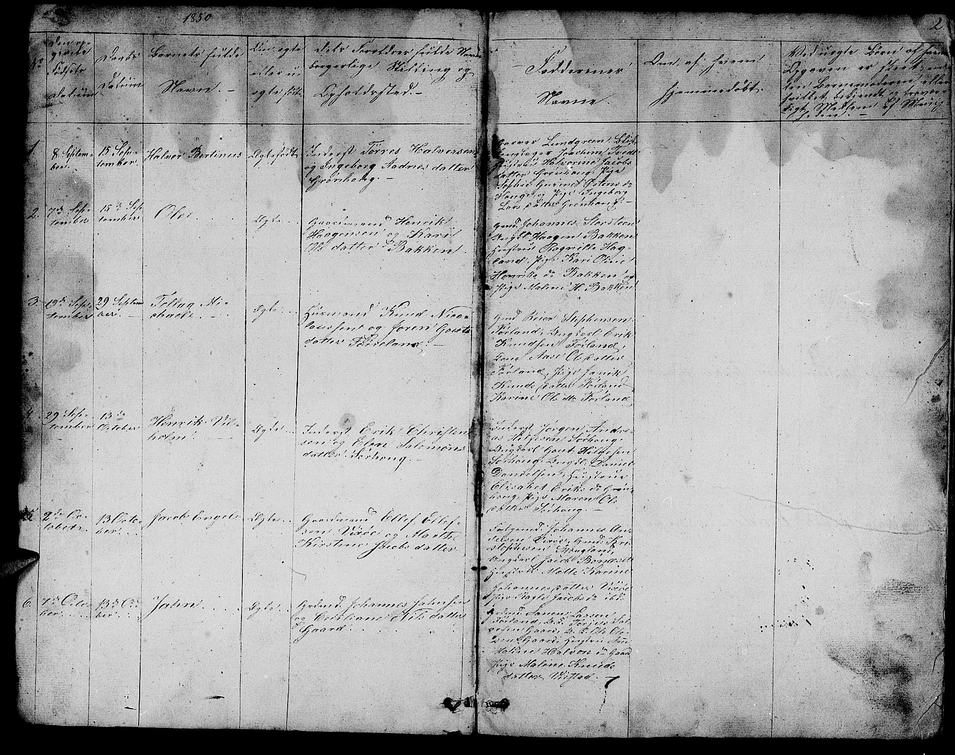 Torvastad sokneprestkontor, SAST/A -101857/H/Ha/Hab/L0004: Parish register (copy) no. B 4, 1850-1864, p. 2