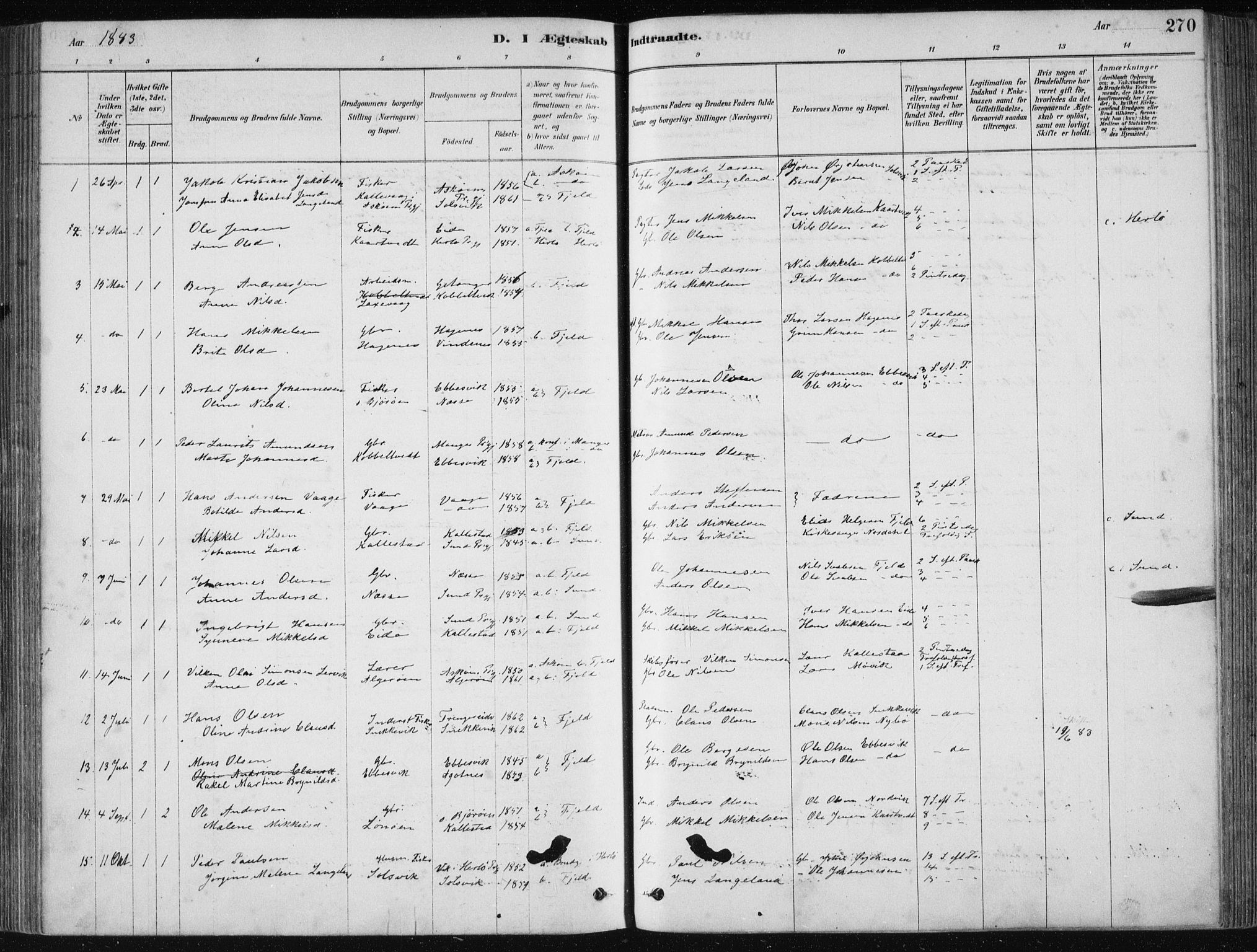 Fjell sokneprestembete, SAB/A-75301/H/Haa: Parish register (official) no. A  8, 1878-1898, p. 270