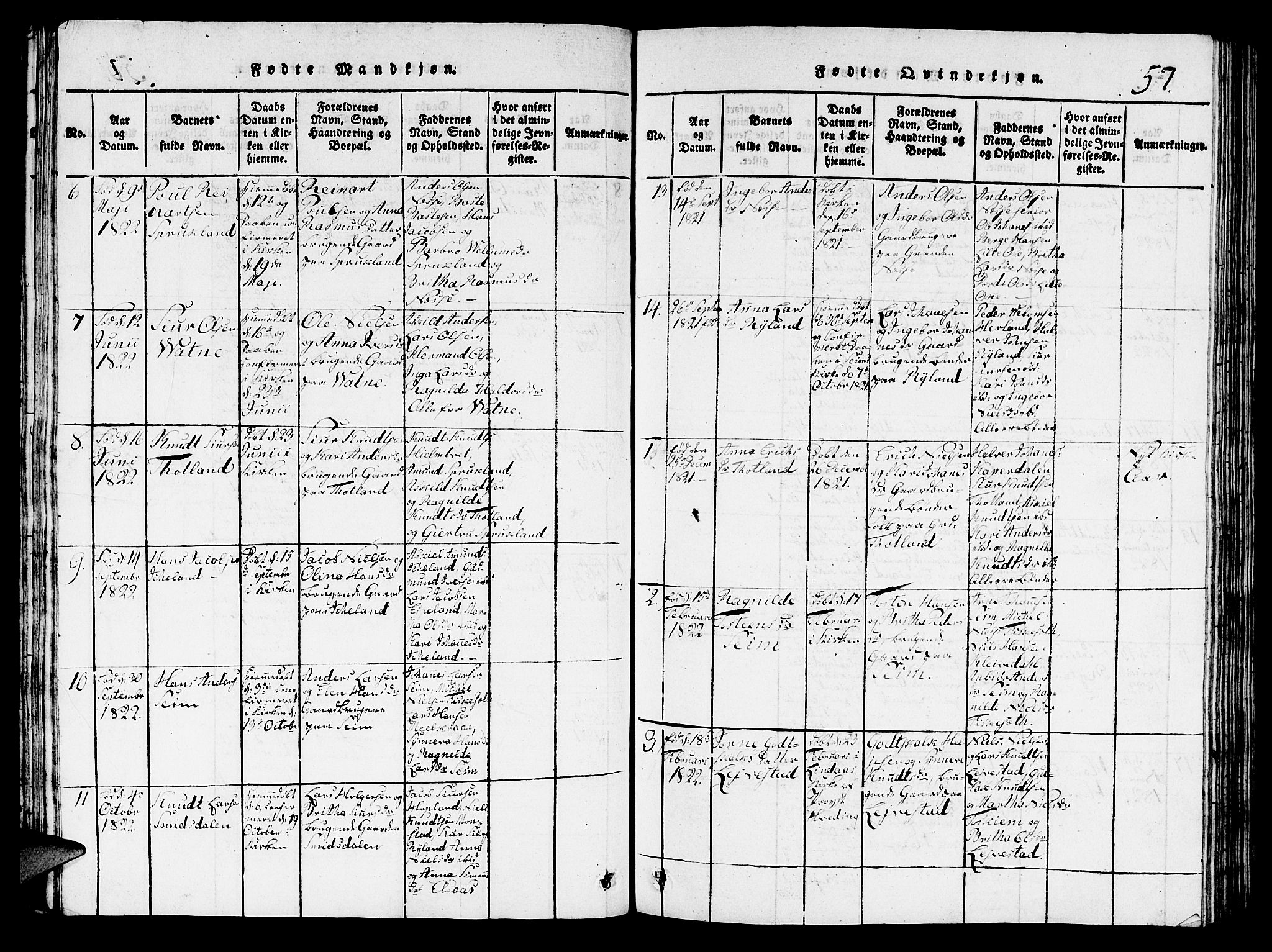 Hosanger sokneprestembete, AV/SAB-A-75801/H/Hab: Parish register (copy) no. A 1 /2, 1816-1825, p. 57