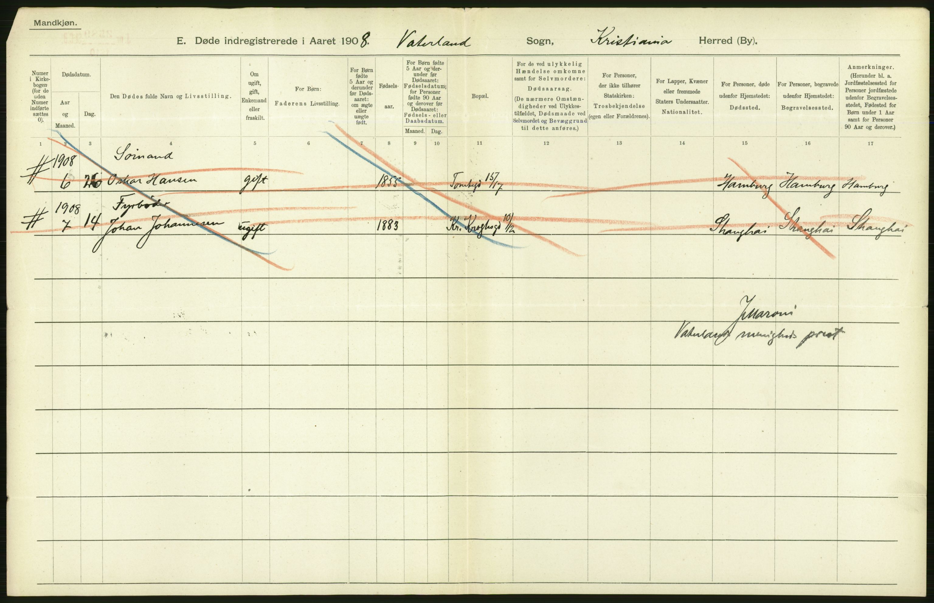 Statistisk sentralbyrå, Sosiodemografiske emner, Befolkning, AV/RA-S-2228/D/Df/Dfa/Dfaf/L0009: Kristiania: Døde, dødfødte., 1908, p. 74