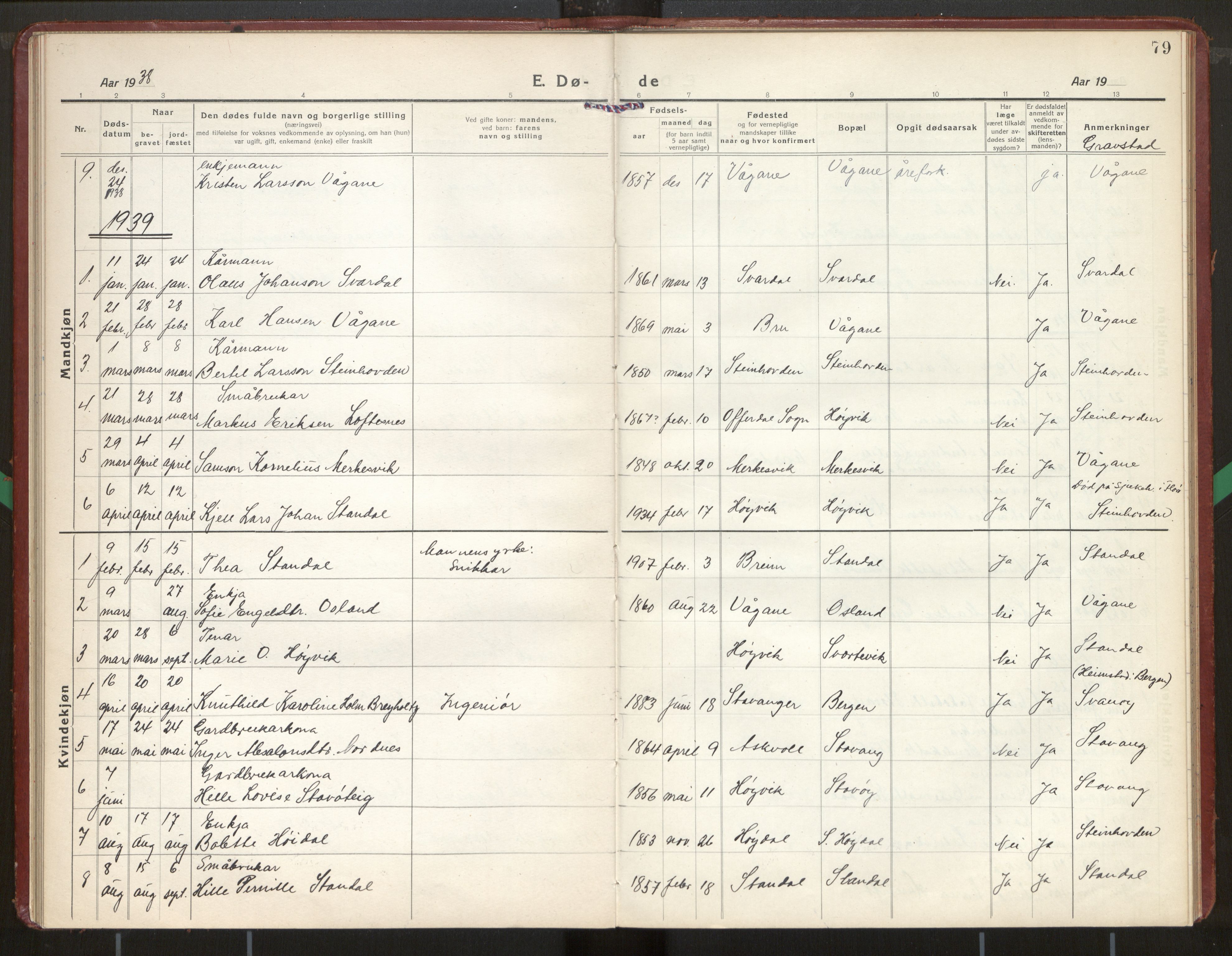 Kinn sokneprestembete, SAB/A-80801/H/Hab/Habc/L0007: Parish register (copy) no. C 7, 1919-1979, p. 79