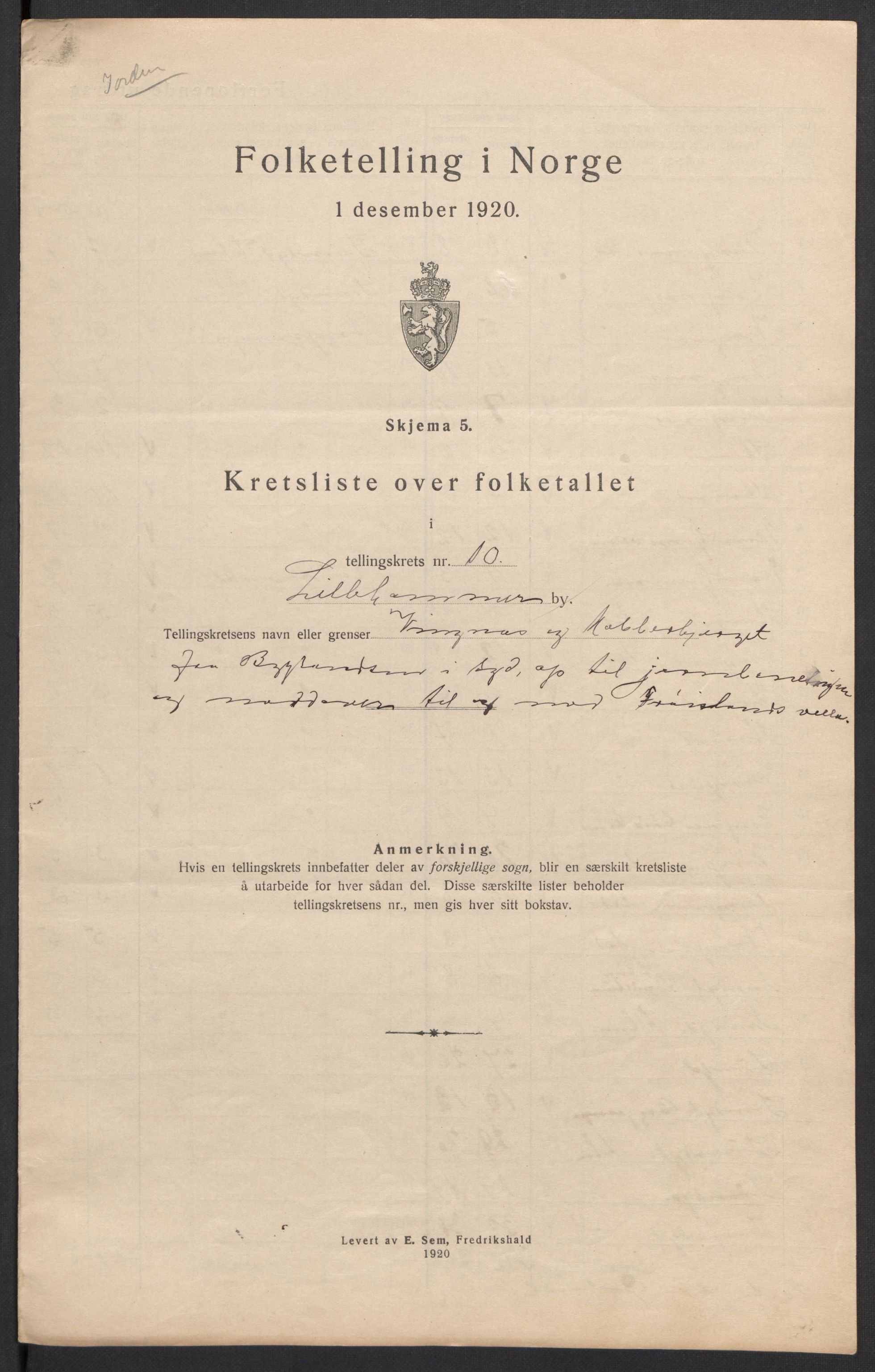 SAH, 1920 census for Lillehammer, 1920, p. 37