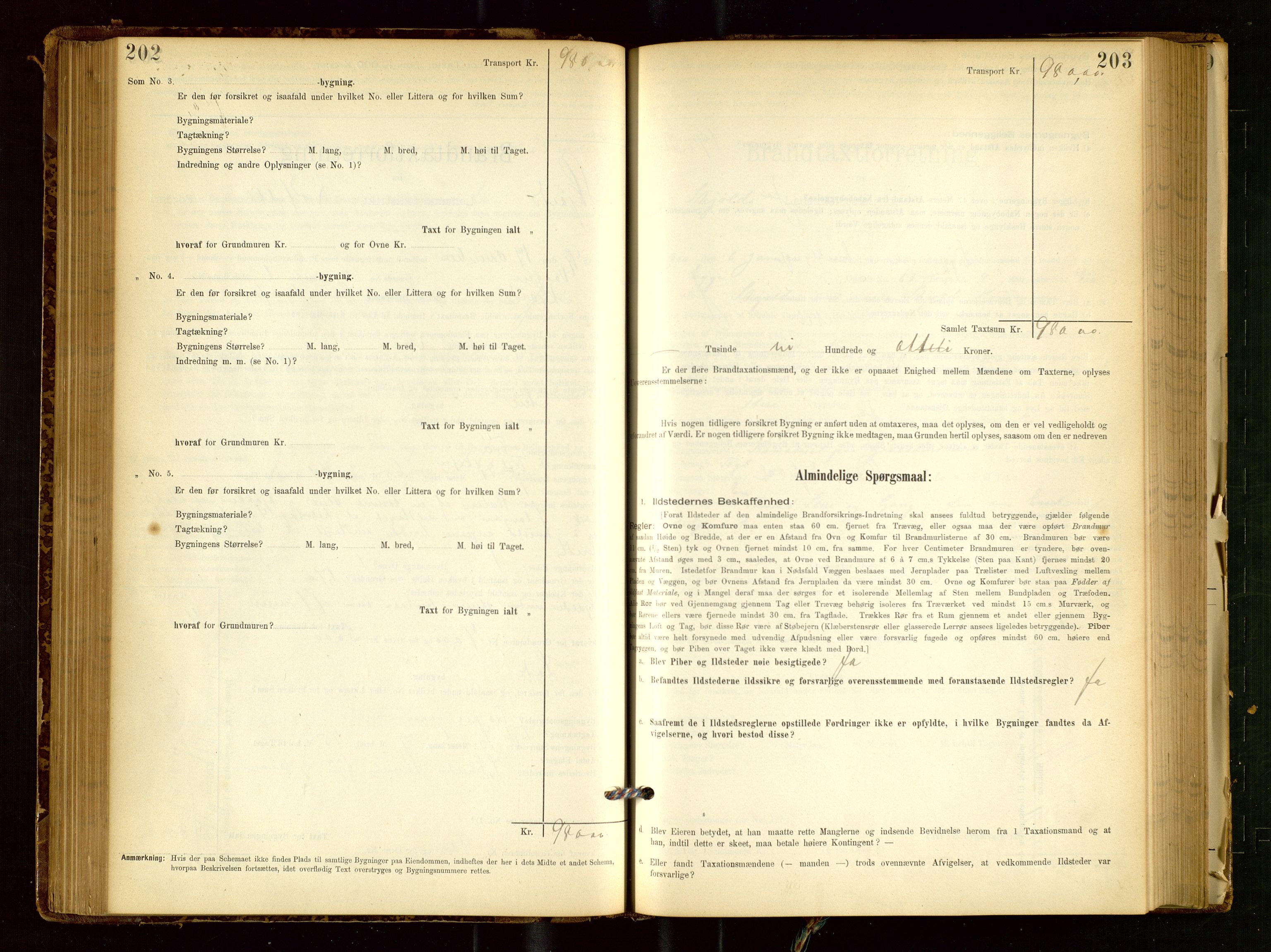 Skjold lensmannskontor, SAST/A-100182/Gob/L0001: "Brandtaxationsprotokol for Skjold Lensmandsdistrikt Ryfylke Fogderi", 1894-1939, p. 202-203