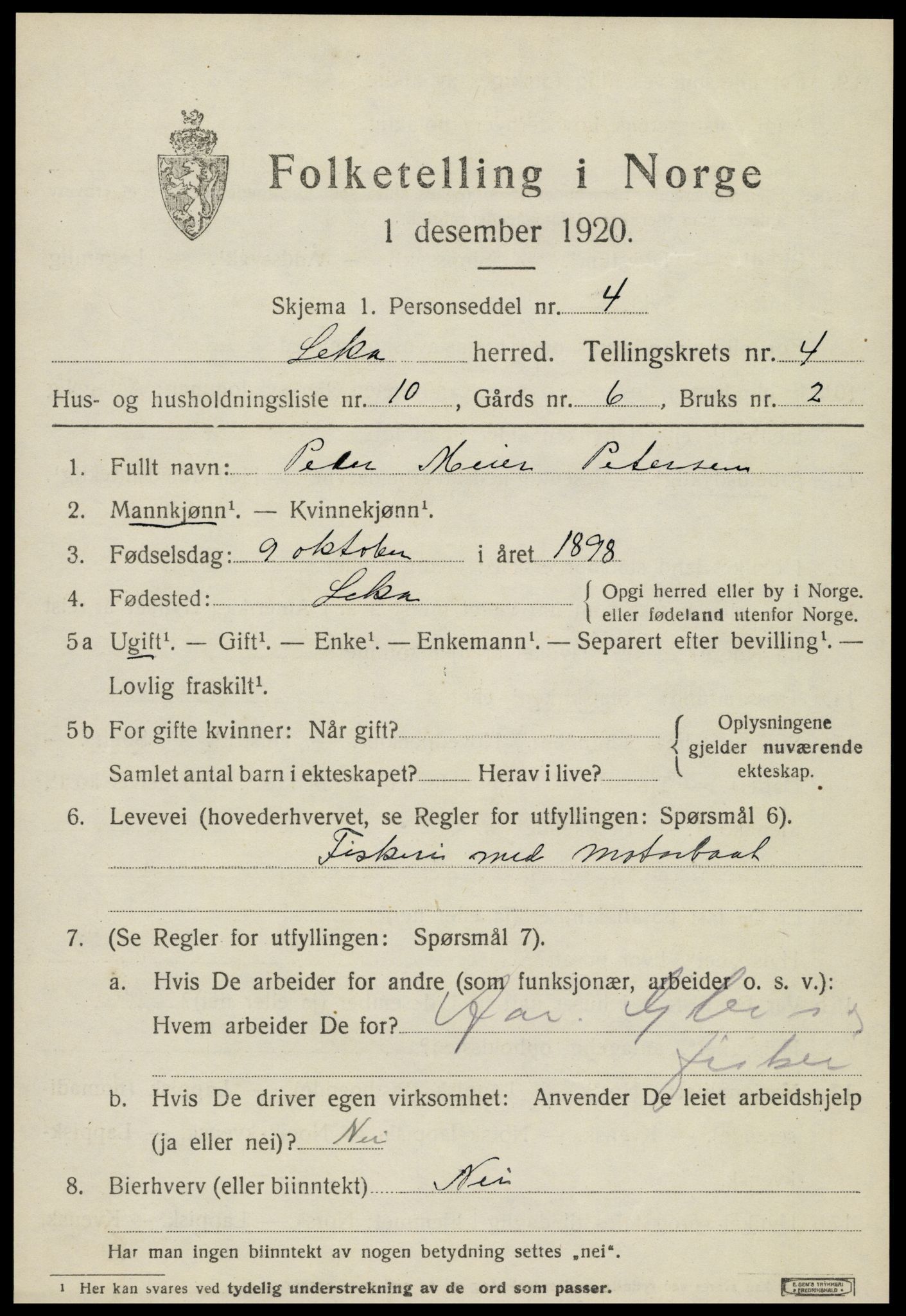 SAT, 1920 census for Leka, 1920, p. 1719