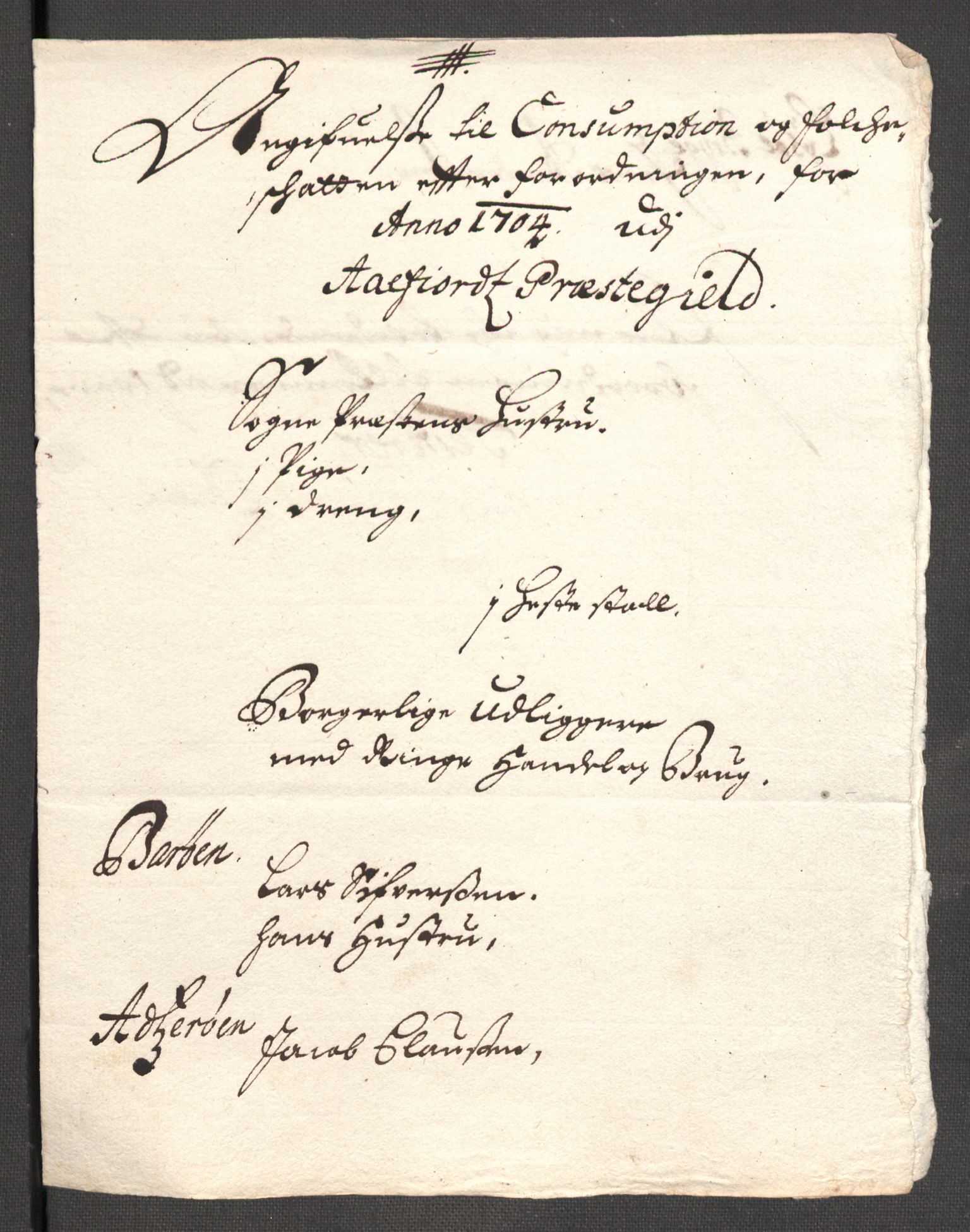 Rentekammeret inntil 1814, Reviderte regnskaper, Fogderegnskap, AV/RA-EA-4092/R57/L3856: Fogderegnskap Fosen, 1704-1705, p. 148