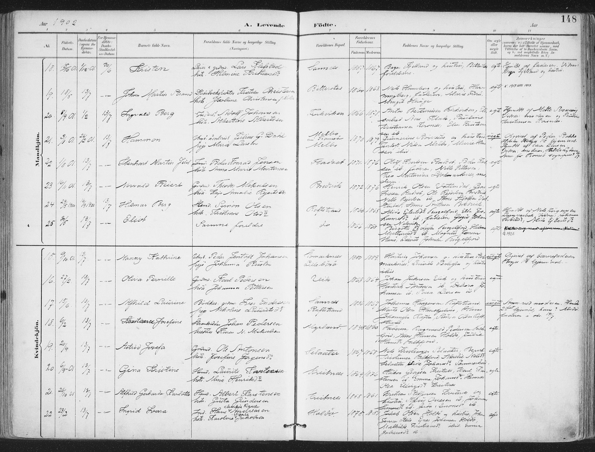 Ministerialprotokoller, klokkerbøker og fødselsregistre - Nordland, AV/SAT-A-1459/888/L1246: Parish register (official) no. 888A12, 1891-1903, p. 148