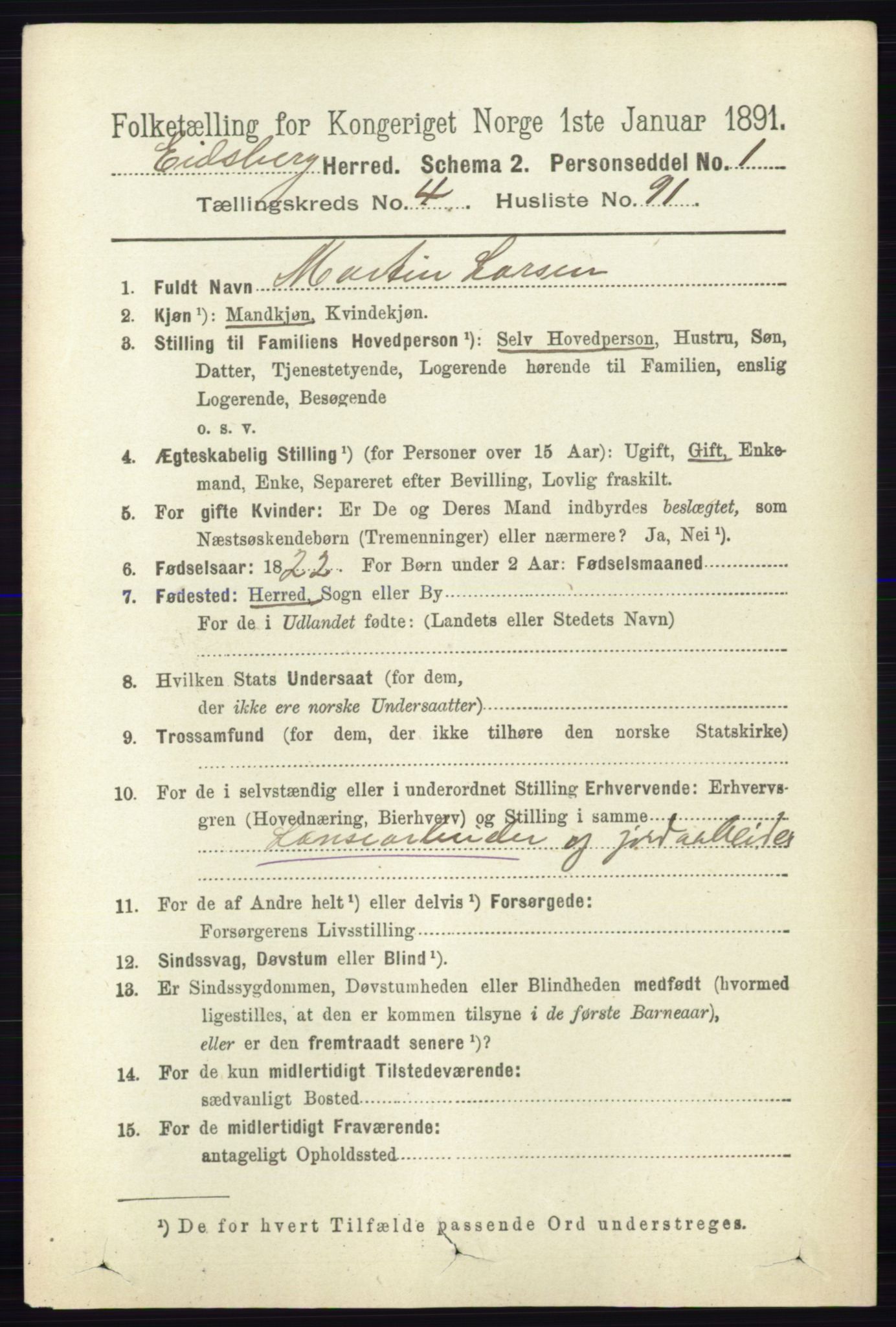 RA, 1891 census for 0125 Eidsberg, 1891, p. 2914