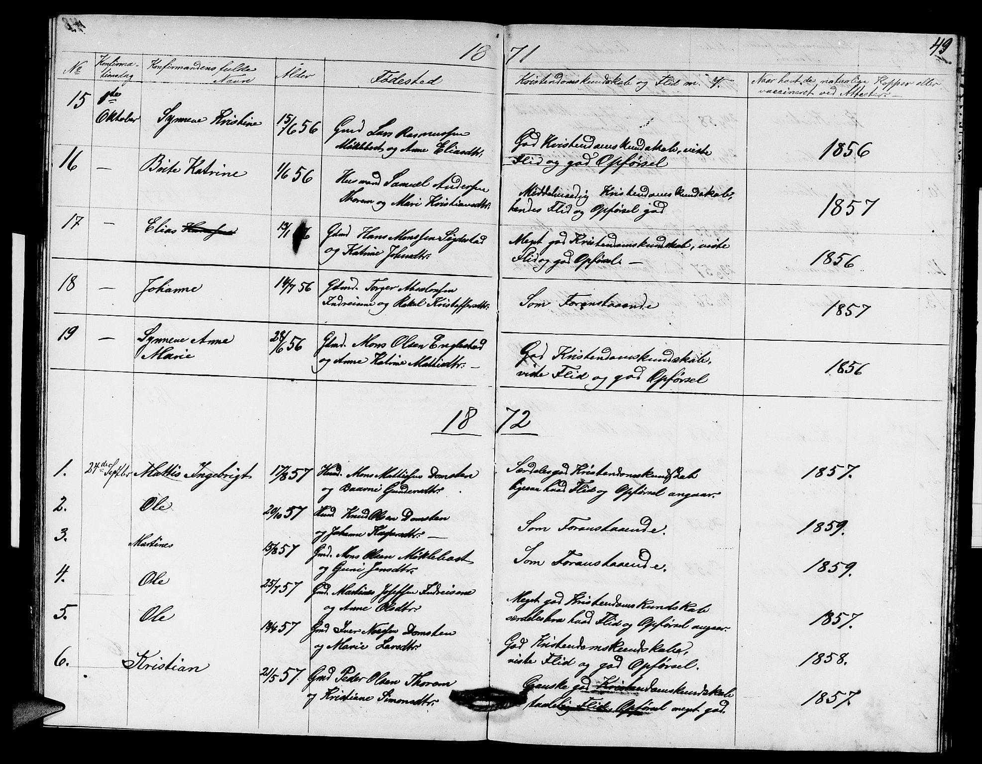 Davik sokneprestembete, AV/SAB-A-79701/H/Hab/Habd/L0001: Parish register (copy) no. D 1, 1866-1891, p. 49