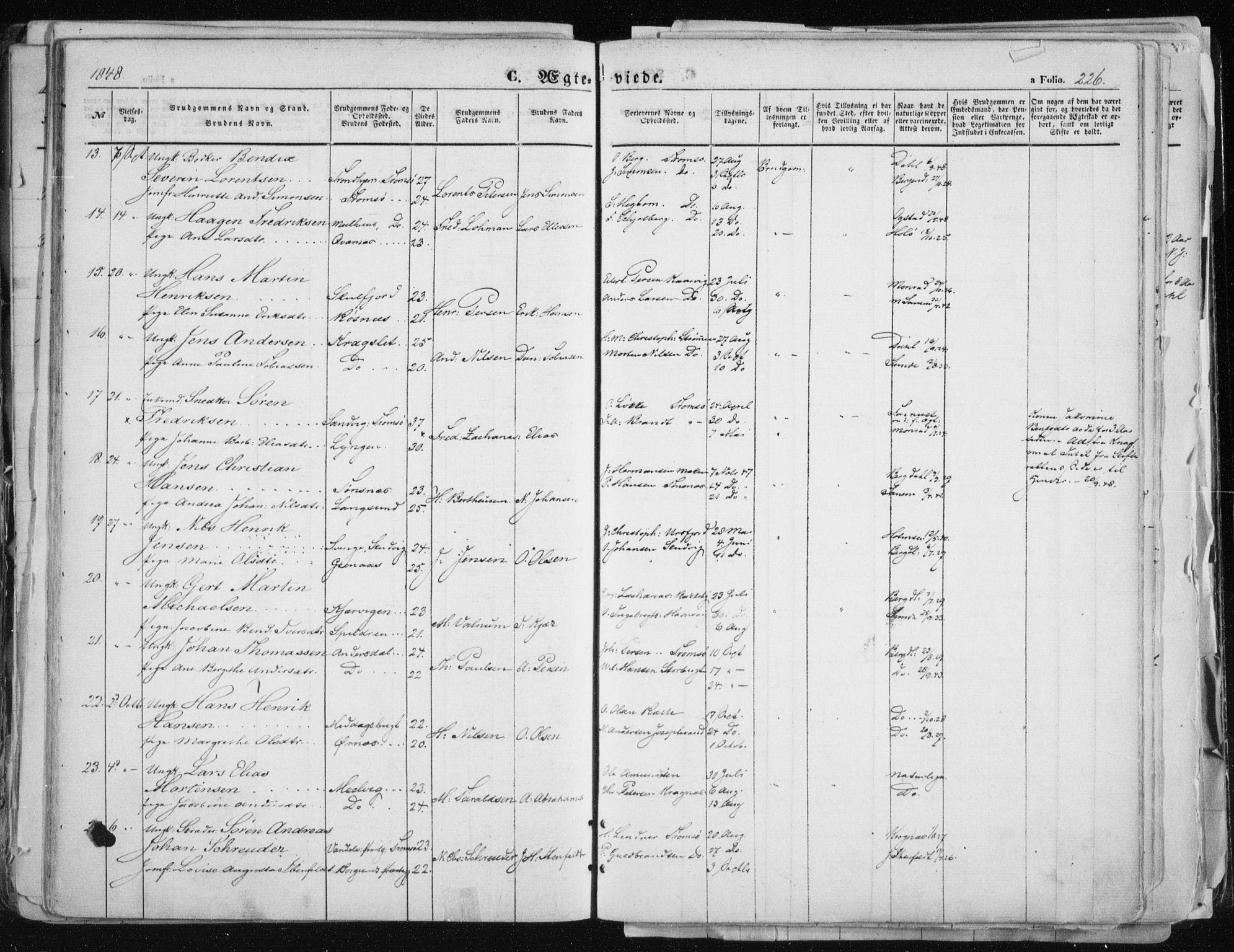 Tromsø sokneprestkontor/stiftsprosti/domprosti, AV/SATØ-S-1343/G/Ga/L0010kirke: Parish register (official) no. 10, 1848-1855, p. 226