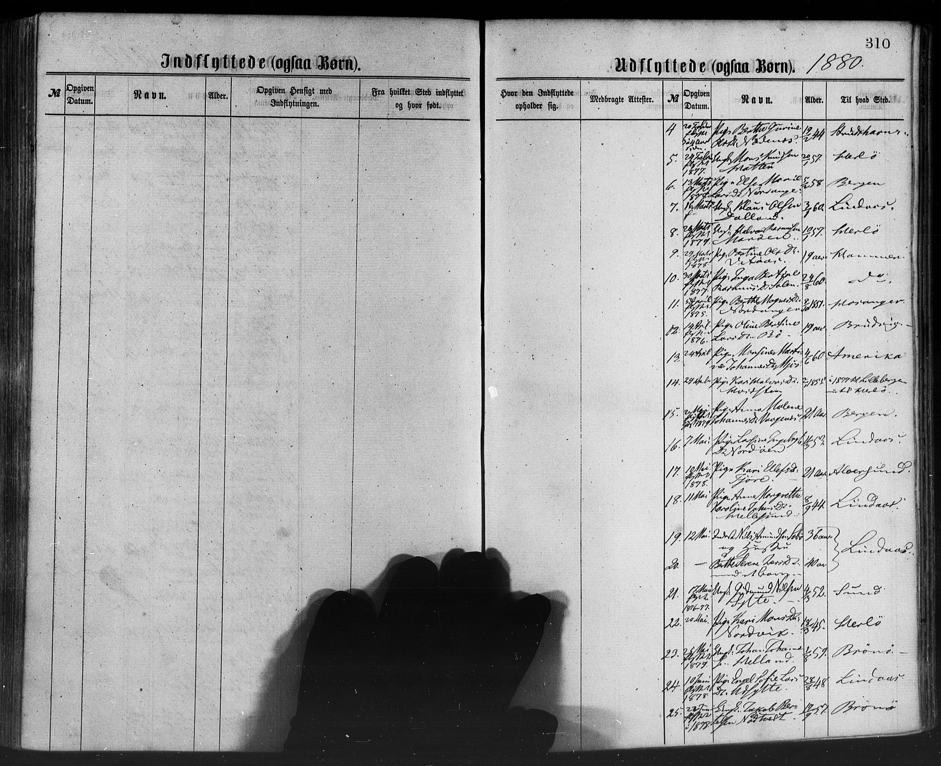 Manger sokneprestembete, SAB/A-76801/H/Haa: Parish register (official) no. A 8, 1871-1880, p. 310