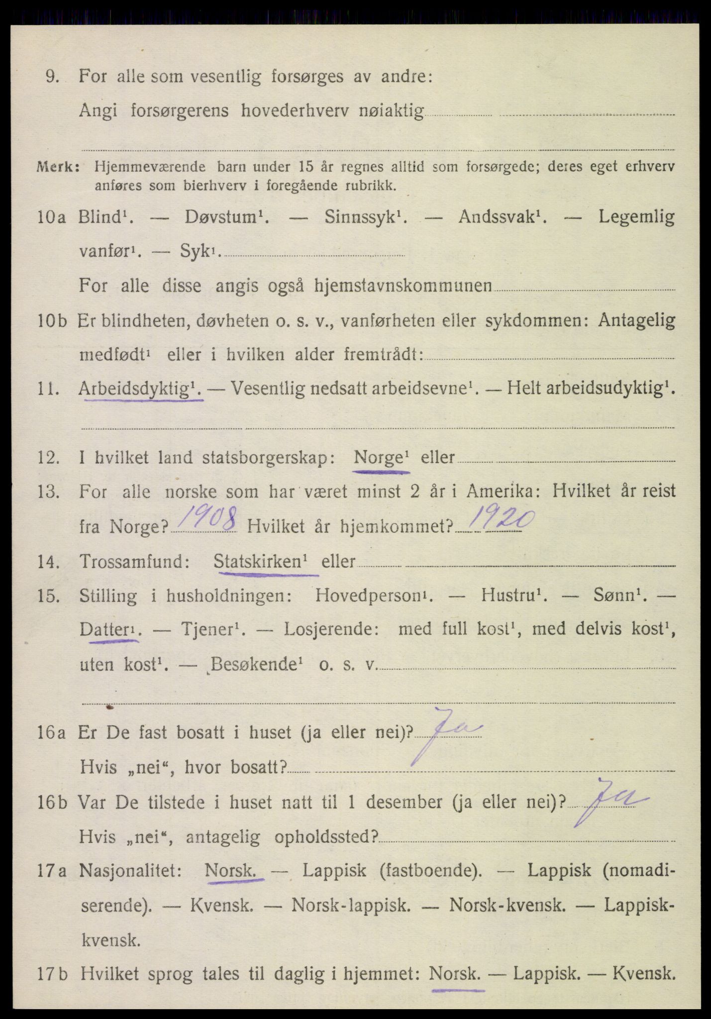 SAT, 1920 census for Vefsn, 1920, p. 1832