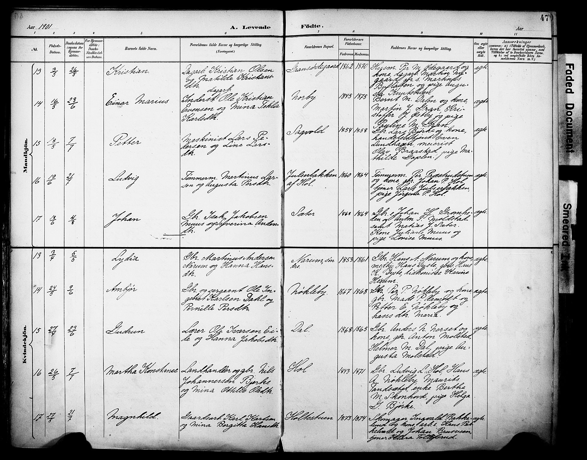 Vestre Toten prestekontor, AV/SAH-PREST-108/H/Ha/Haa/L0013: Parish register (official) no. 13, 1895-1911, p. 47