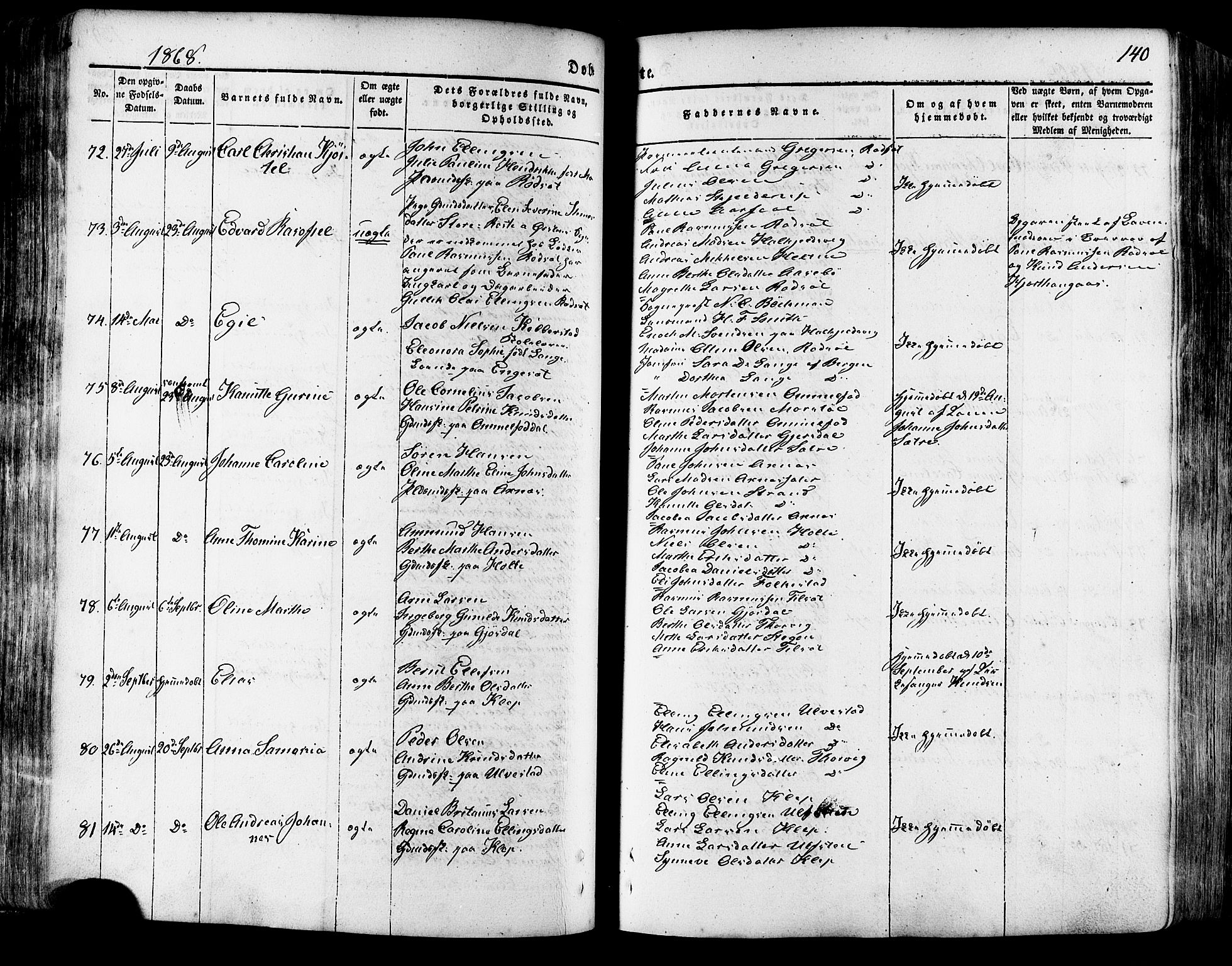 Ministerialprotokoller, klokkerbøker og fødselsregistre - Møre og Romsdal, AV/SAT-A-1454/511/L0140: Parish register (official) no. 511A07, 1851-1878, p. 140