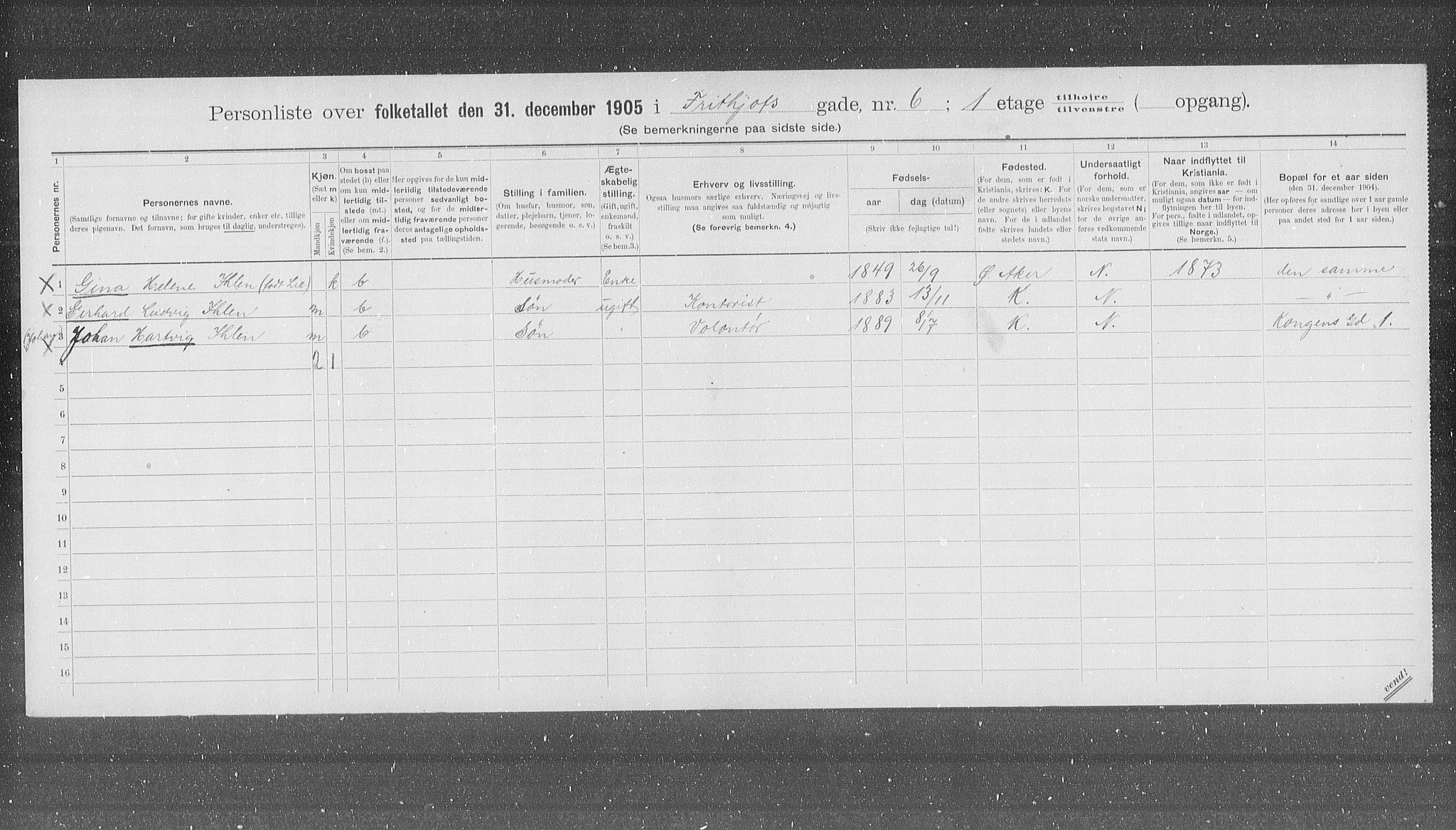 OBA, Municipal Census 1905 for Kristiania, 1905, p. 13959